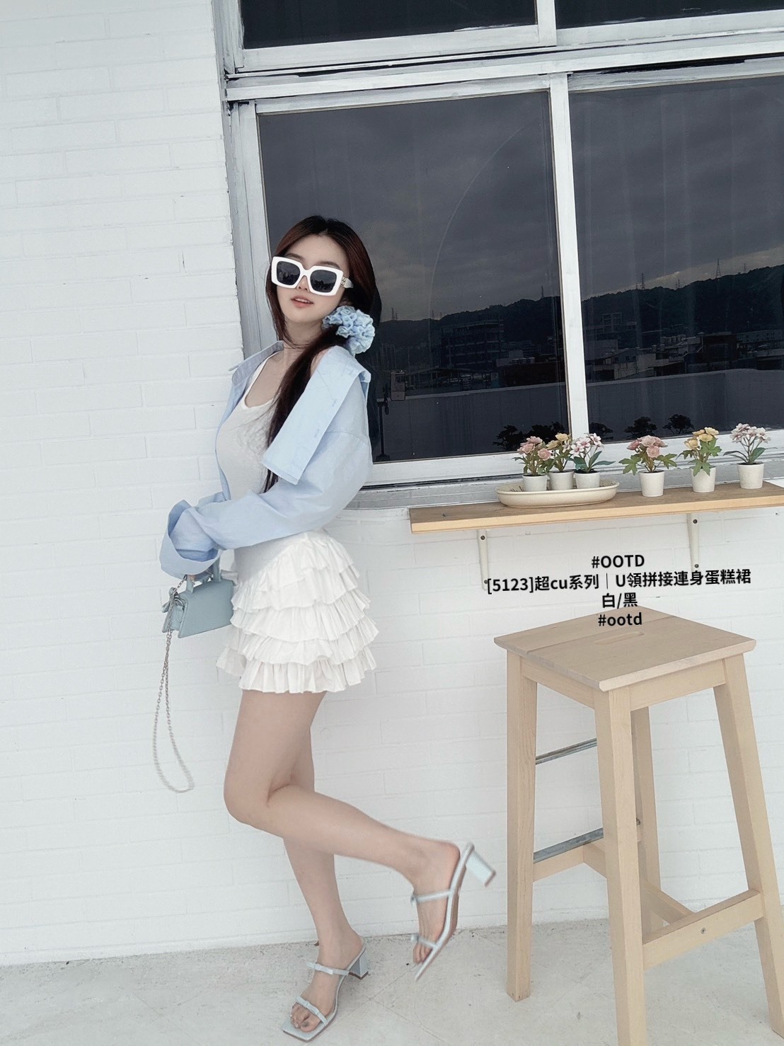 [5123]超cu系列｜U領拼接連身蛋糕裙 (3)