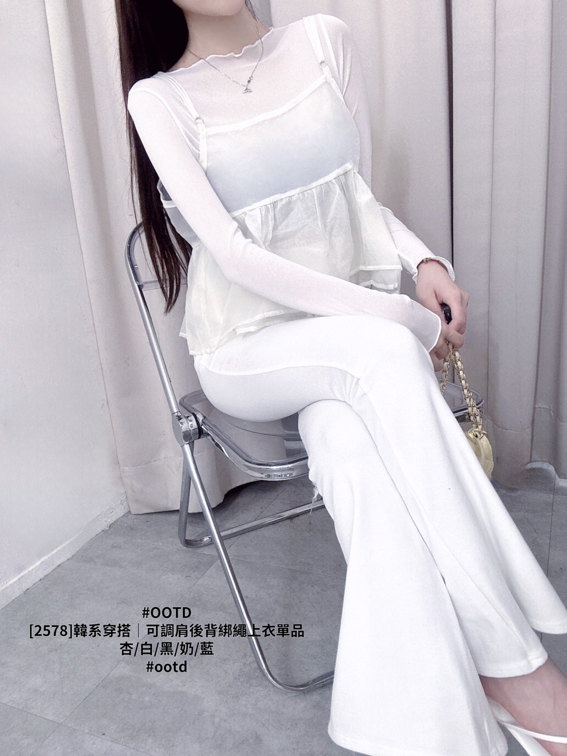 [2578]韓系穿搭｜可調肩後背綁繩上衣單品 (3)