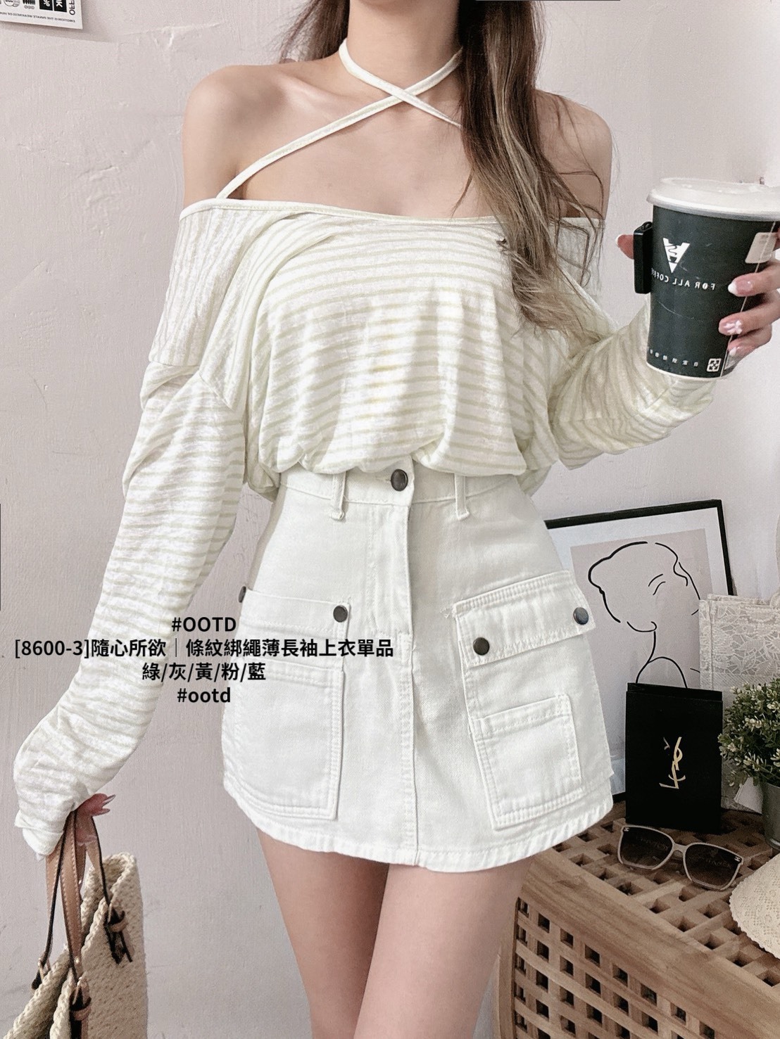 [8600-3]隨心所欲｜條紋綁繩薄長袖上衣單品 (6)