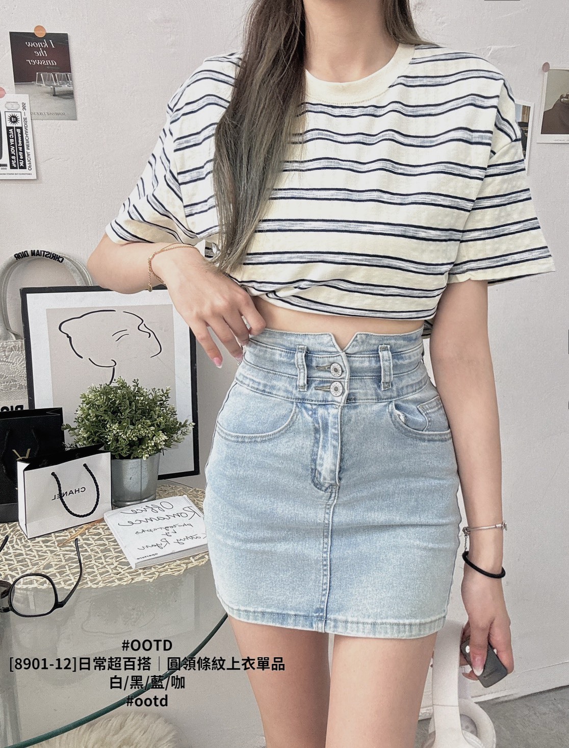 [8901-12]日常超百搭｜圓領條紋上衣單品 (2)