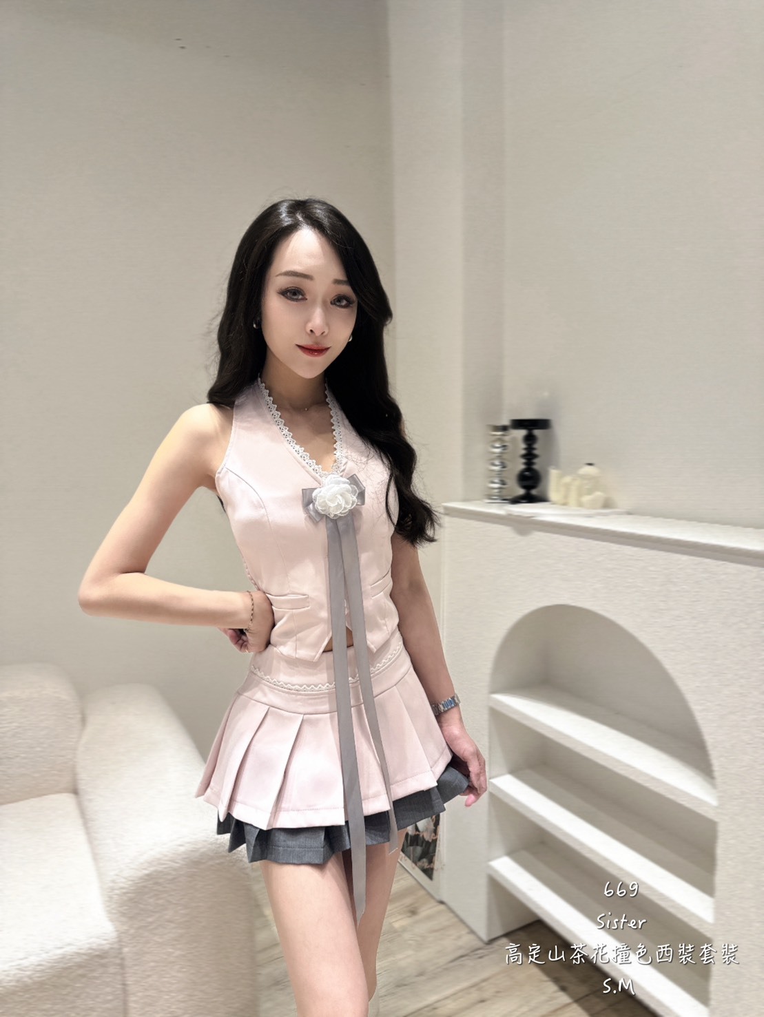 669高定山茶花撞色西裝套 (3)