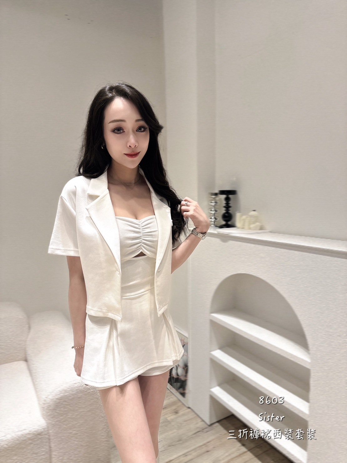 8603三折褲裙西裝套裝