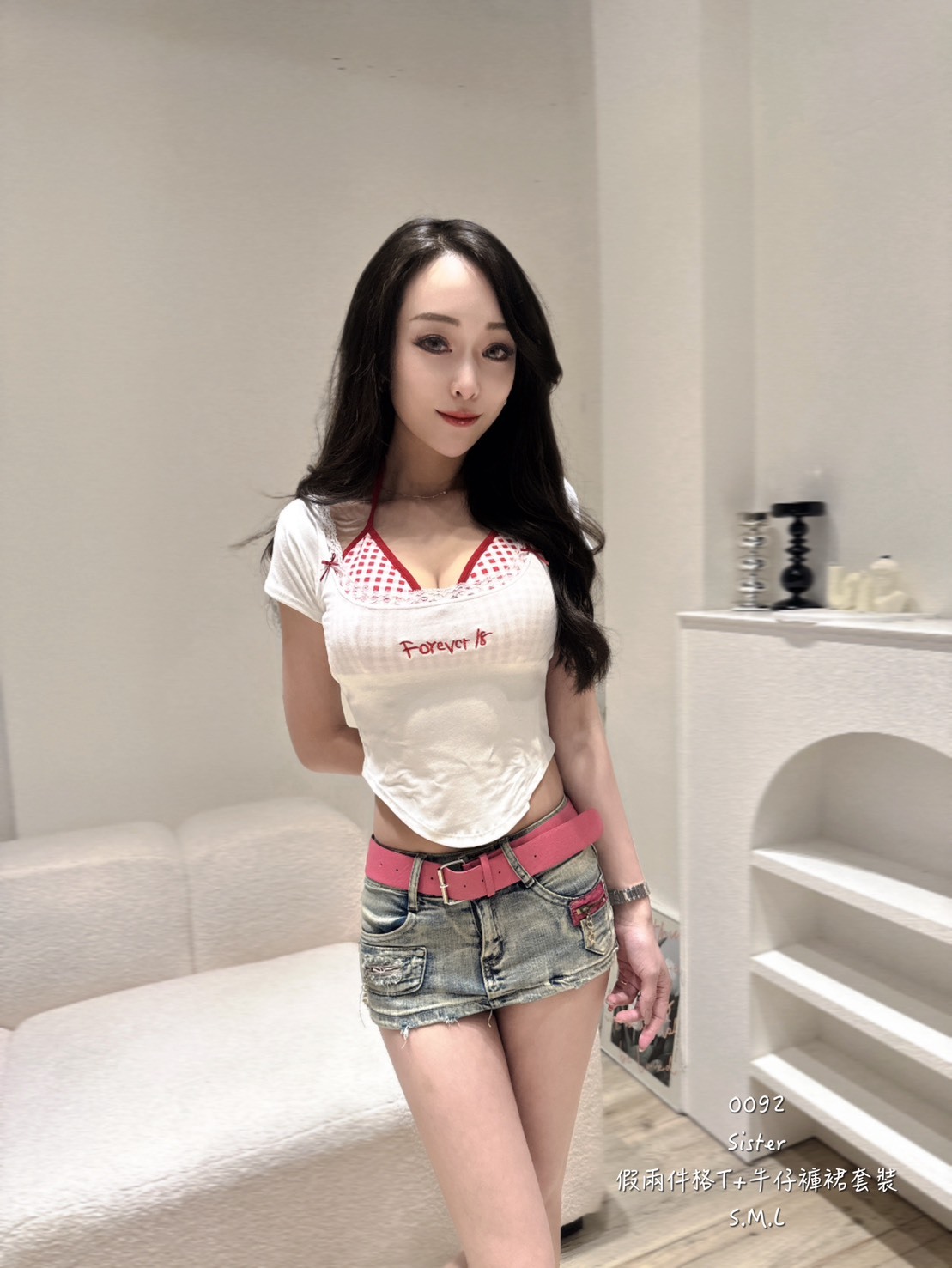 0092假兩件T+牛仔褲裙套 (2)