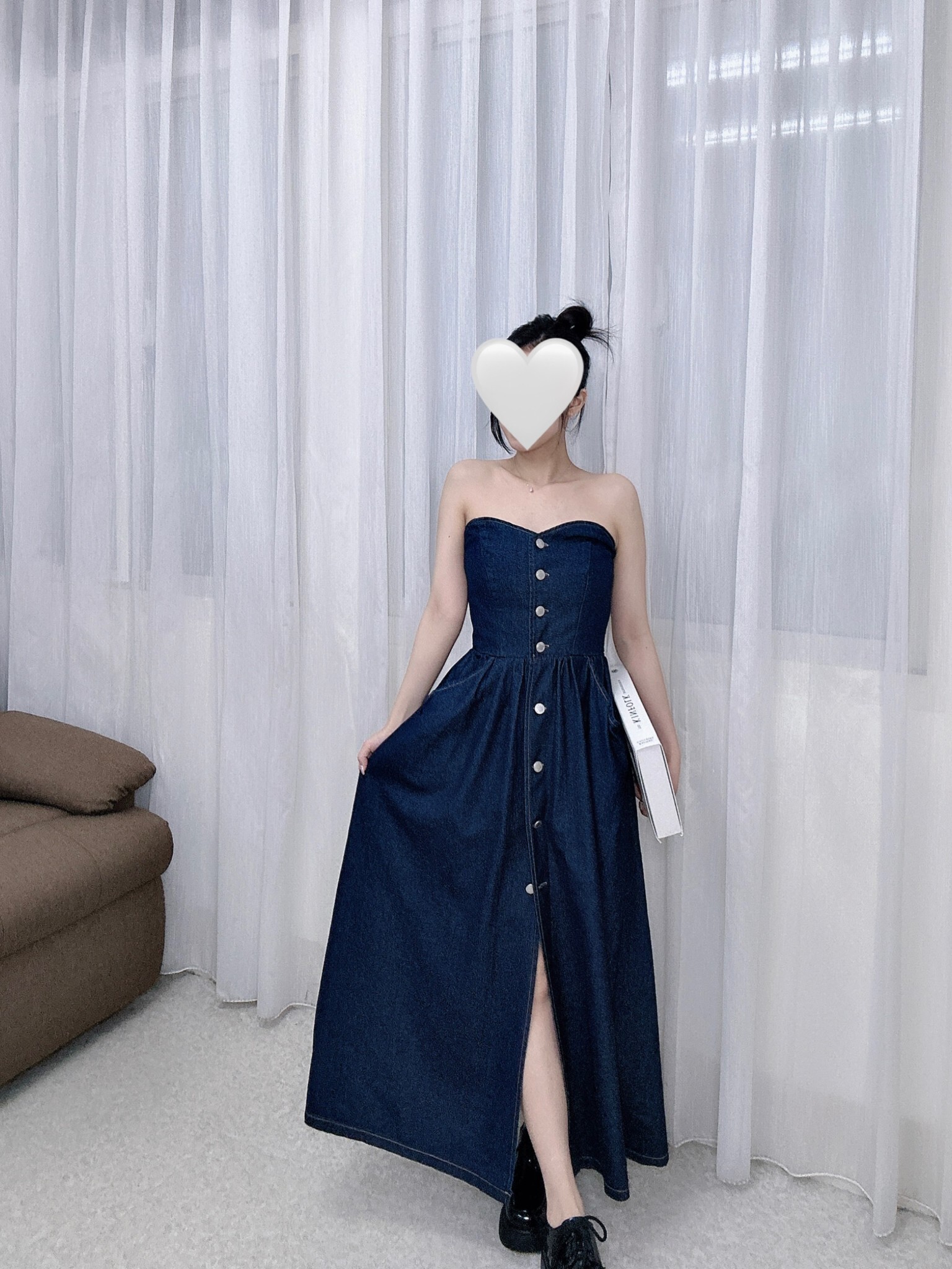 801牛仔排釦長洋 (3)