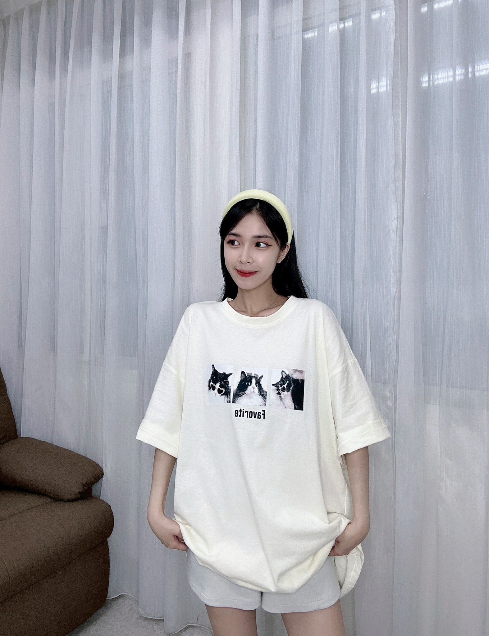 2318愛心眼鏡貓大Tee (2)