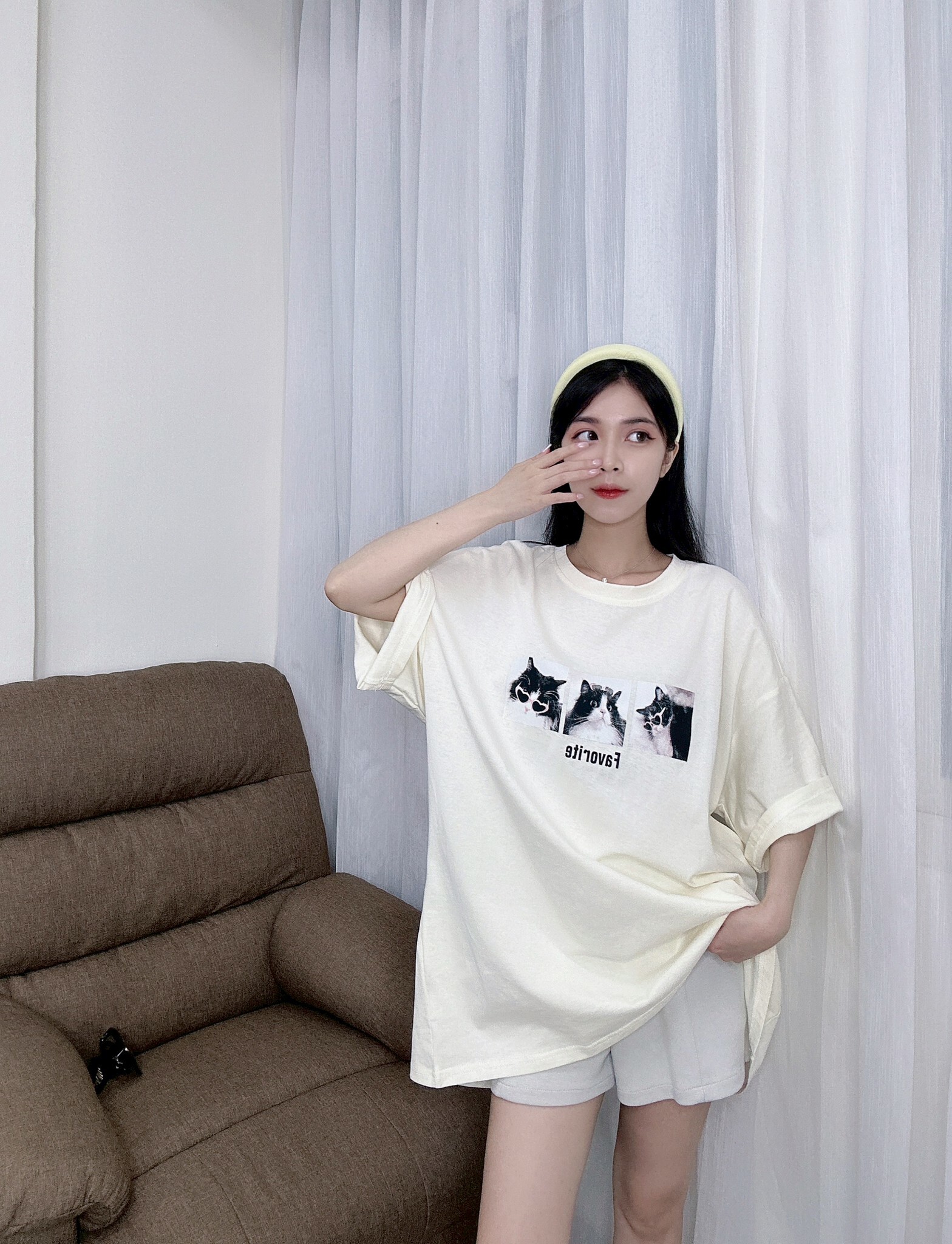 2318愛心眼鏡貓大Tee