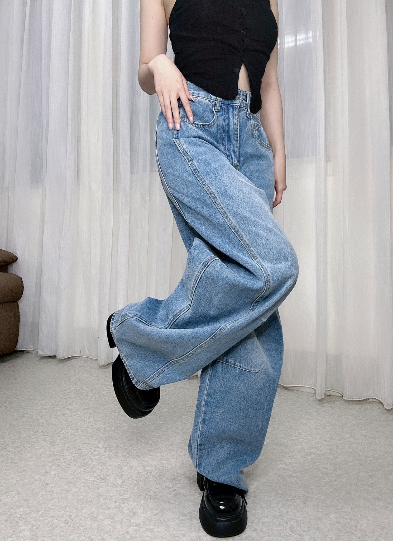 10865帥氣彎刀牛仔褲 (3)