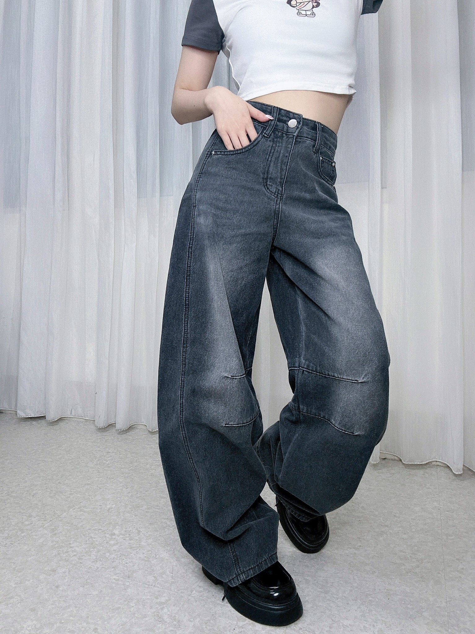 10865帥氣彎刀牛仔褲