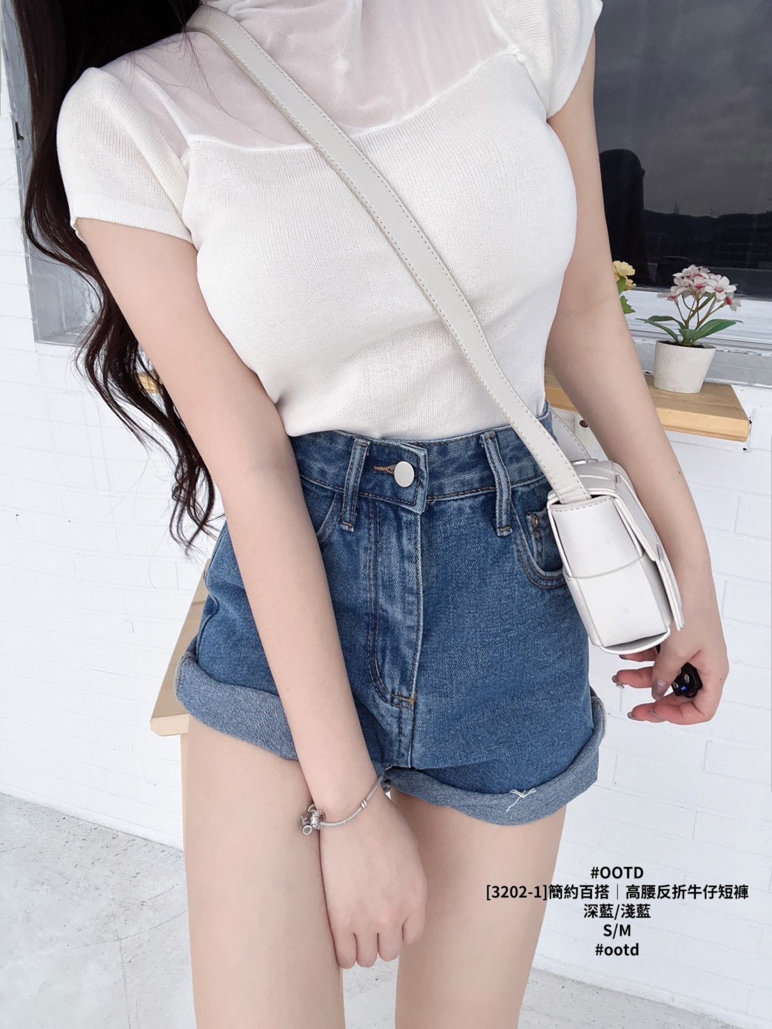 [3202-1]簡約百搭｜高腰反折牛仔短褲 (3)