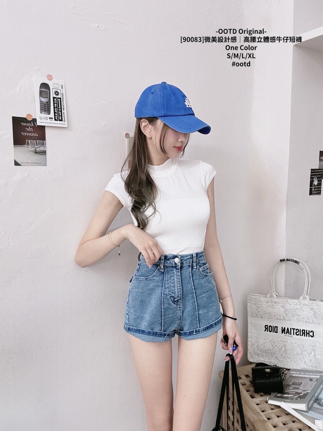 [90083]微美設計感｜高腰立體感牛仔短褲 (2)
