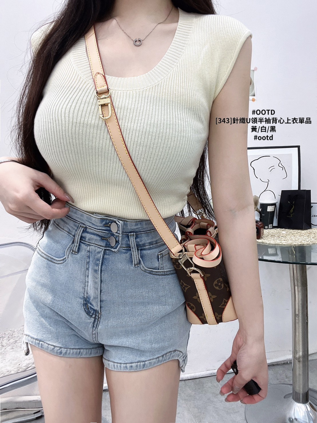 [343]針織U領半袖背心上衣單品 (5)