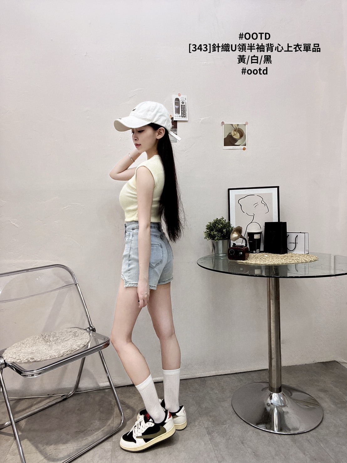 [343]針織U領半袖背心上衣單品 (4)