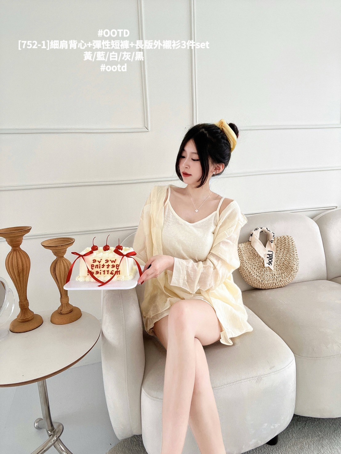 [752-1]細肩背心+彈性短褲+長版外襯衫3件set (2)