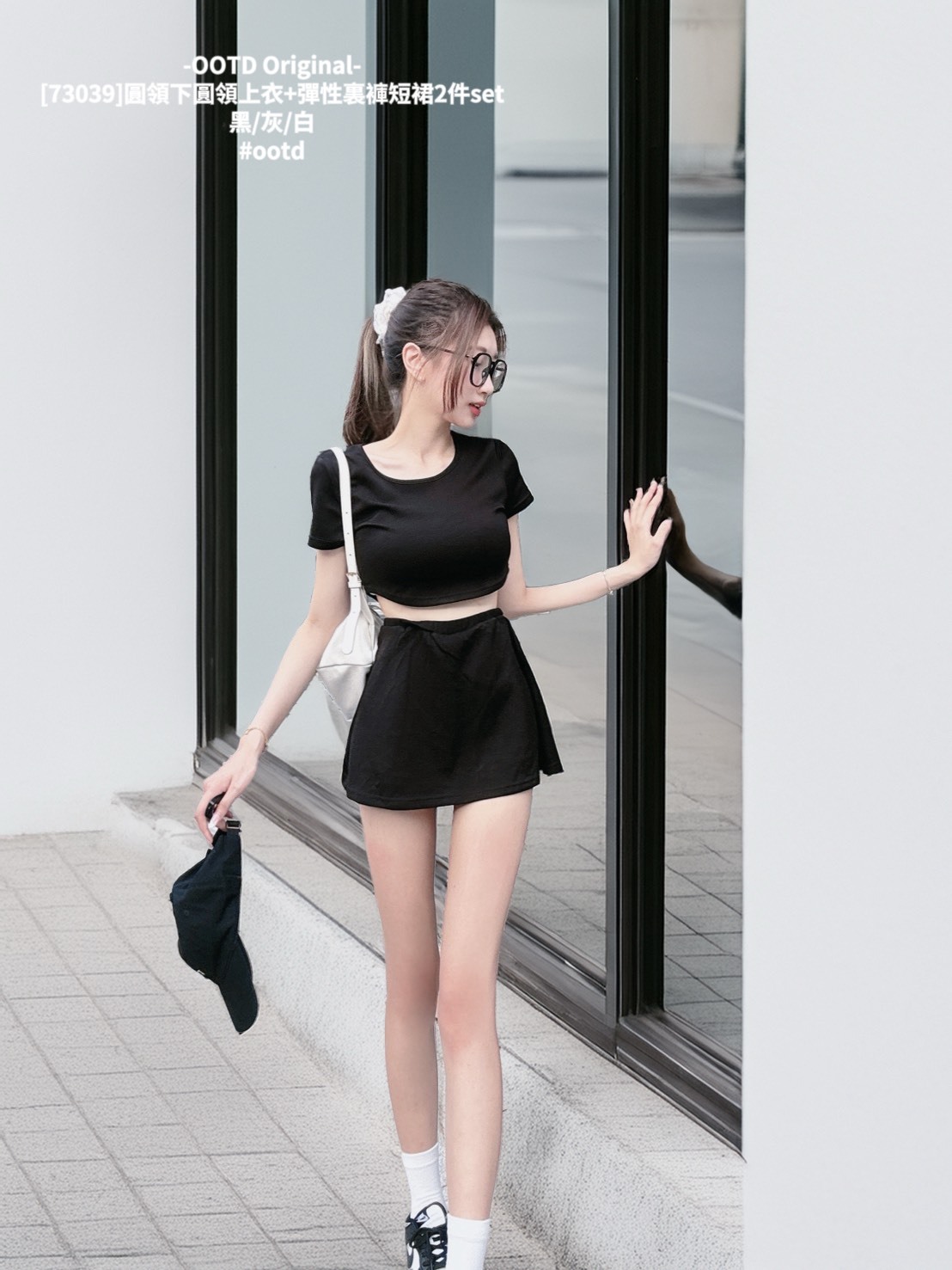 [73039]圓領下圓領上衣+彈性裏褲短裙2件set (8)
