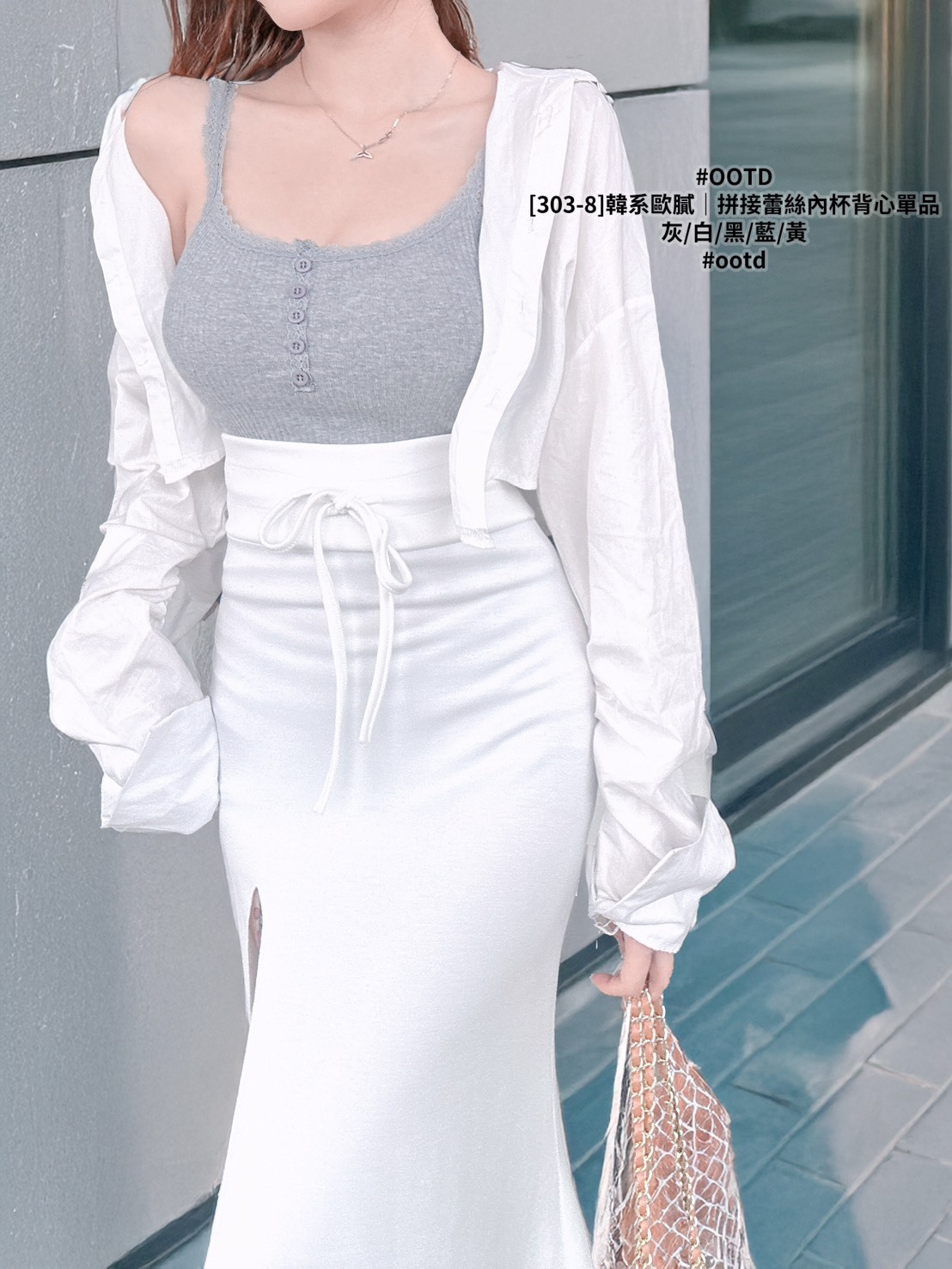 [303-8]韓系歐膩｜拼接蕾絲內杯背心單品 (7)