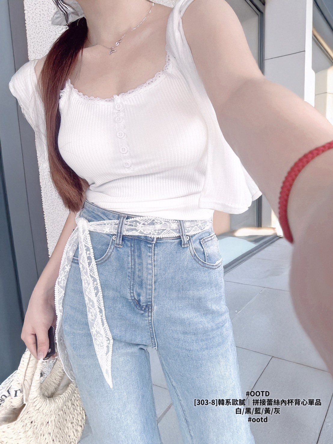 [303-8]韓系歐膩｜拼接蕾絲內杯背心單品 (2)