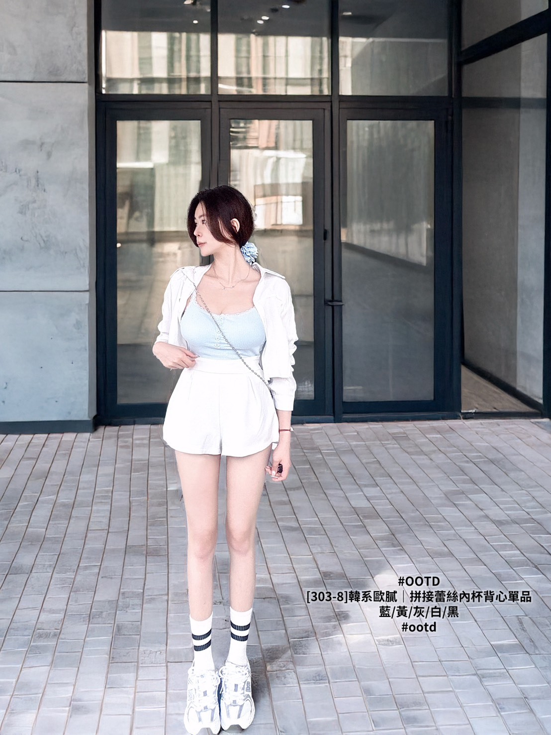 [303-8]韓系歐膩｜拼接蕾絲內杯背心單品 (5)