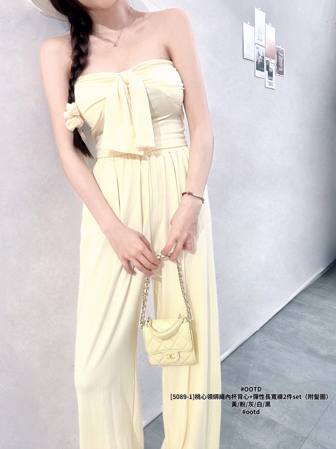 [5089-1]桃心領綁繩內杯背心+彈性長寬褲2件set（附髮圈） (6)