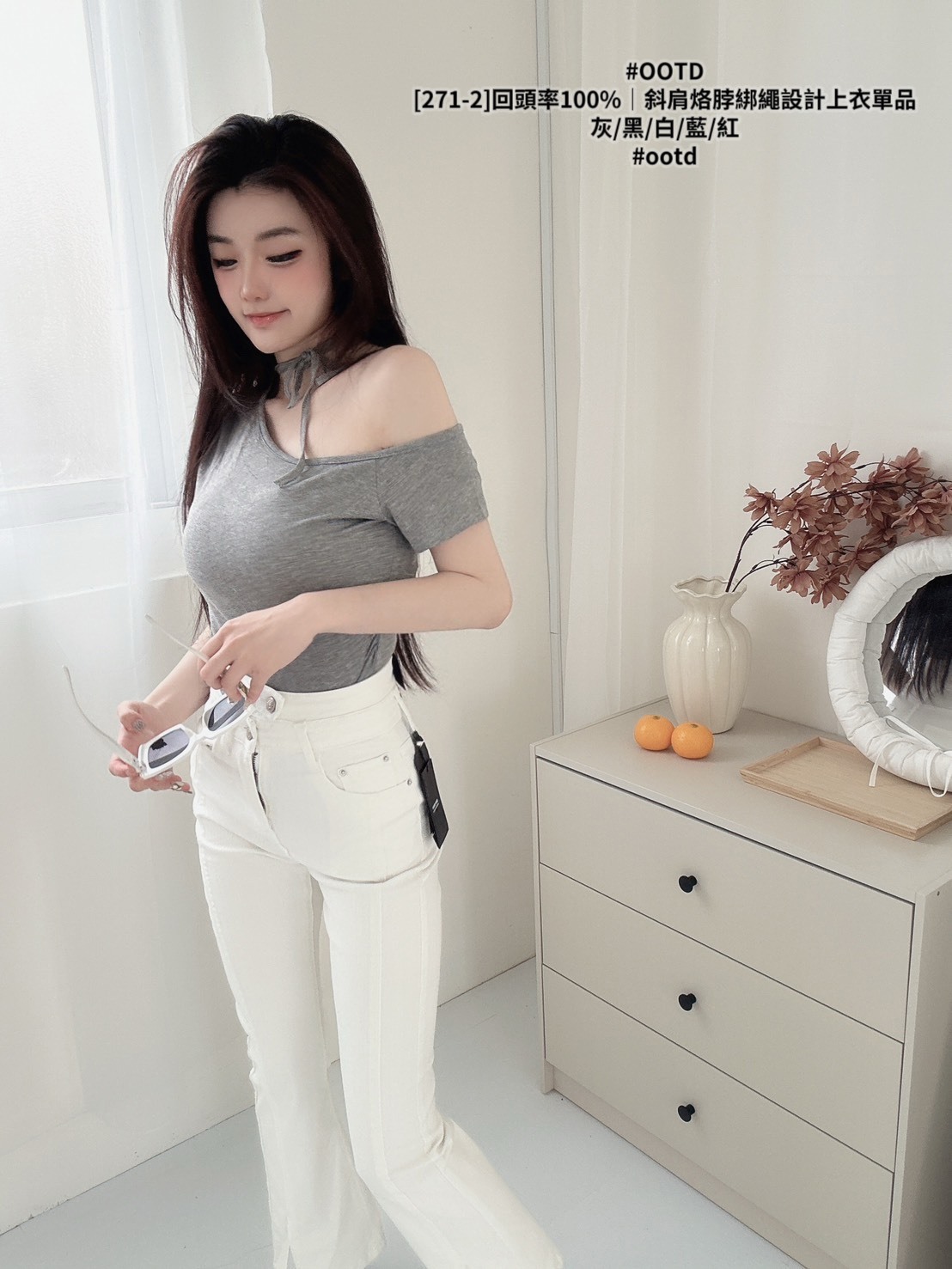 [271-2]回頭率100%｜斜肩烙脖綁繩設計上衣單品 (7)