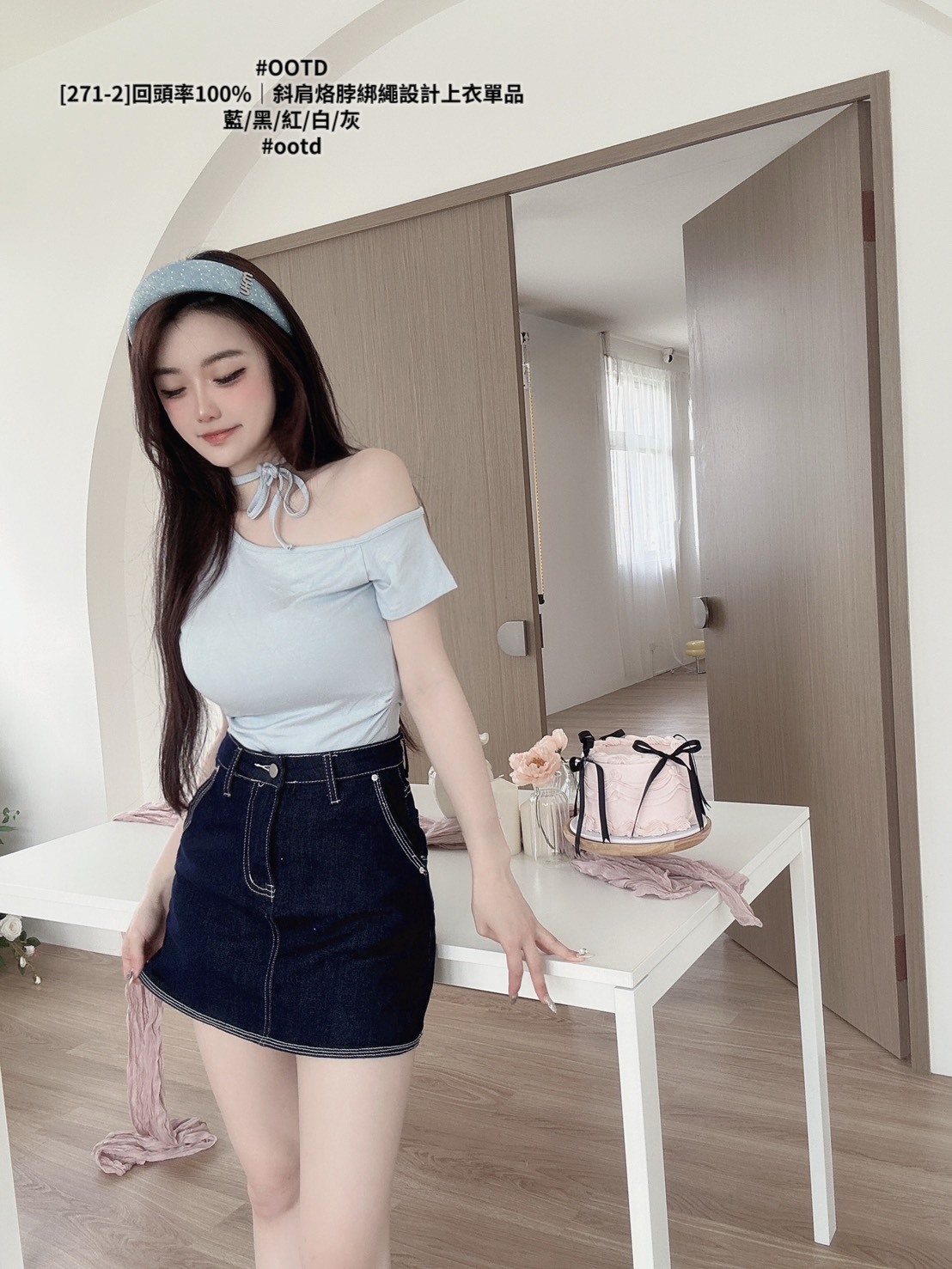 [271-2]回頭率100%｜斜肩烙脖綁繩設計上衣單品 (3)