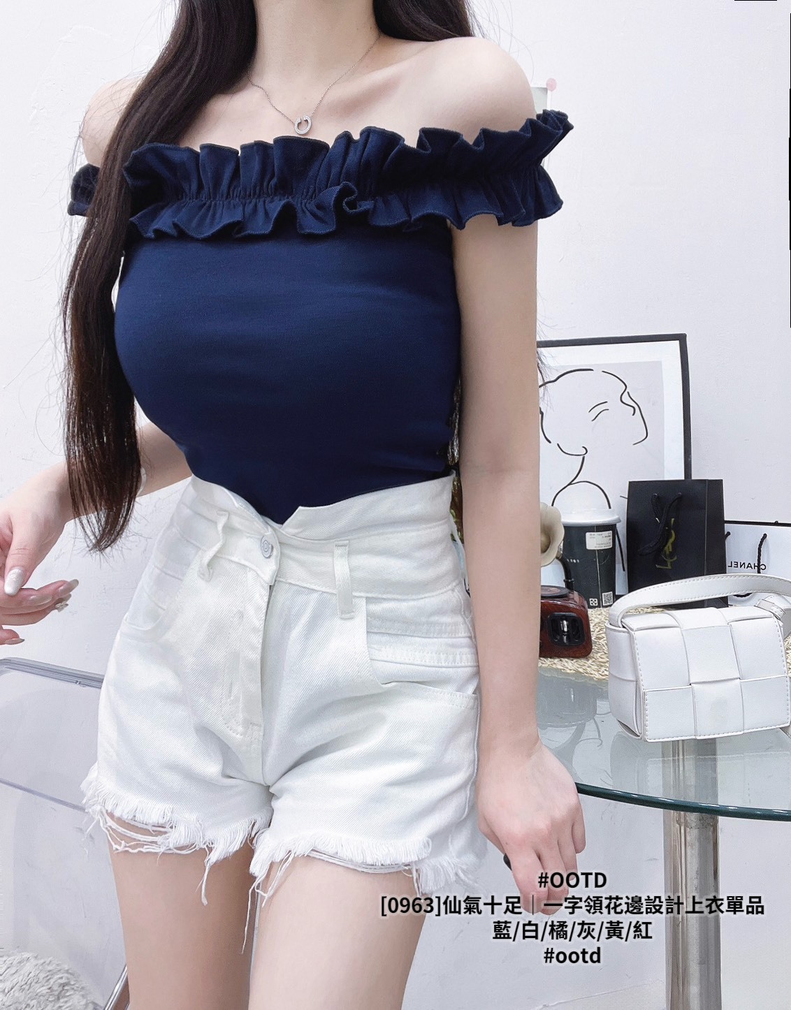 [0963]仙氣十足｜一字領花邊設計上衣單品 (7)
