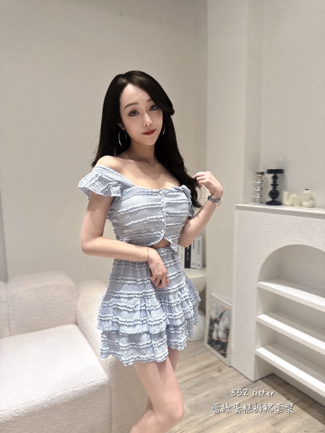 852蕾絲蛋糕褲裙套裝 (4)