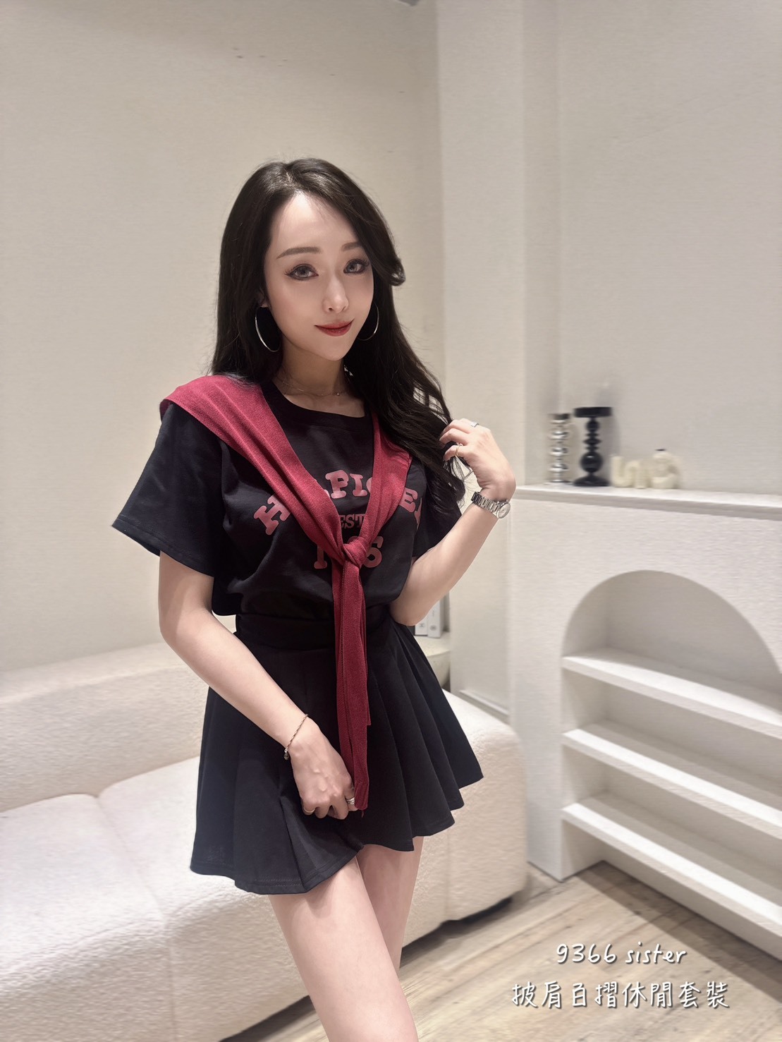 9366披肩百摺休閒套裝