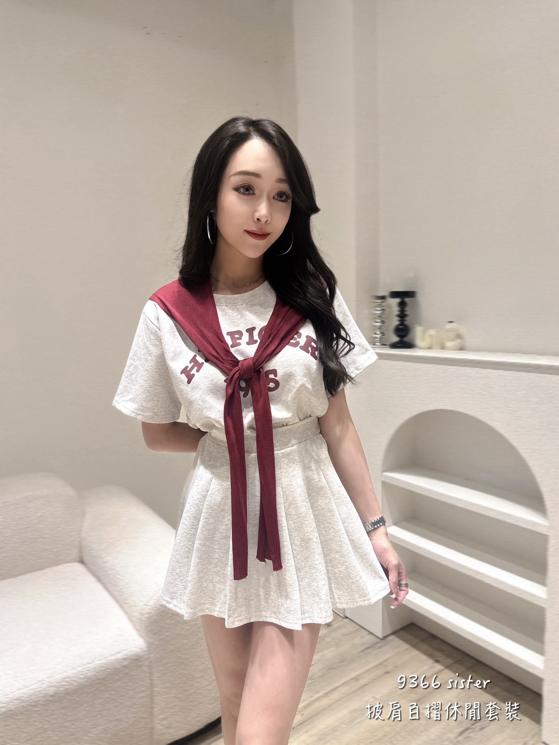 9366披肩百摺休閒套裝 (3)