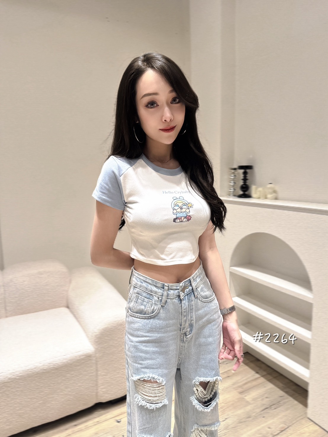 2264哭娃一色一圖棒球短T (3)