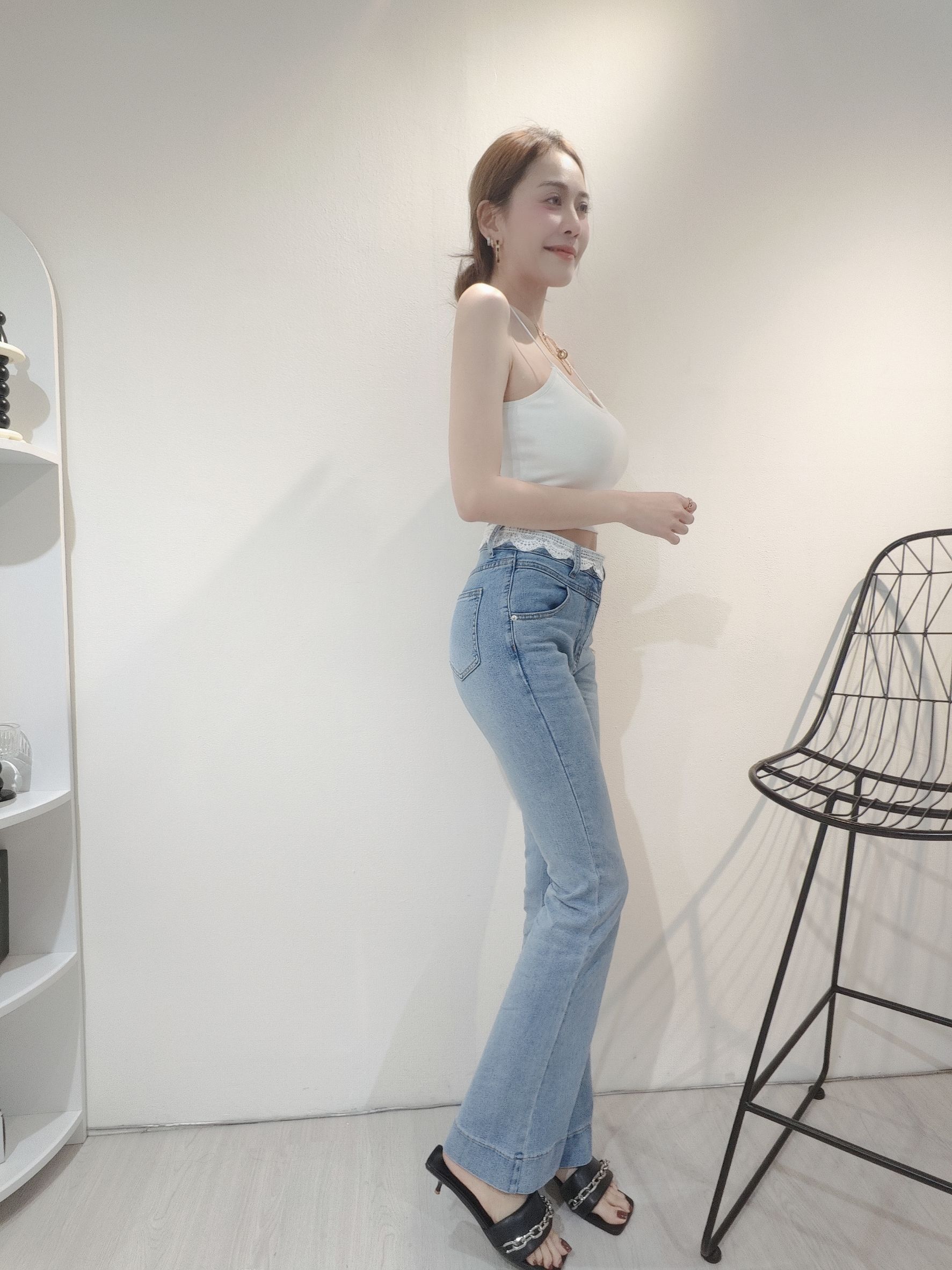 ｜20250521｜🔍長褲系列純慾蕾絲腰頭微喇褲 (5)