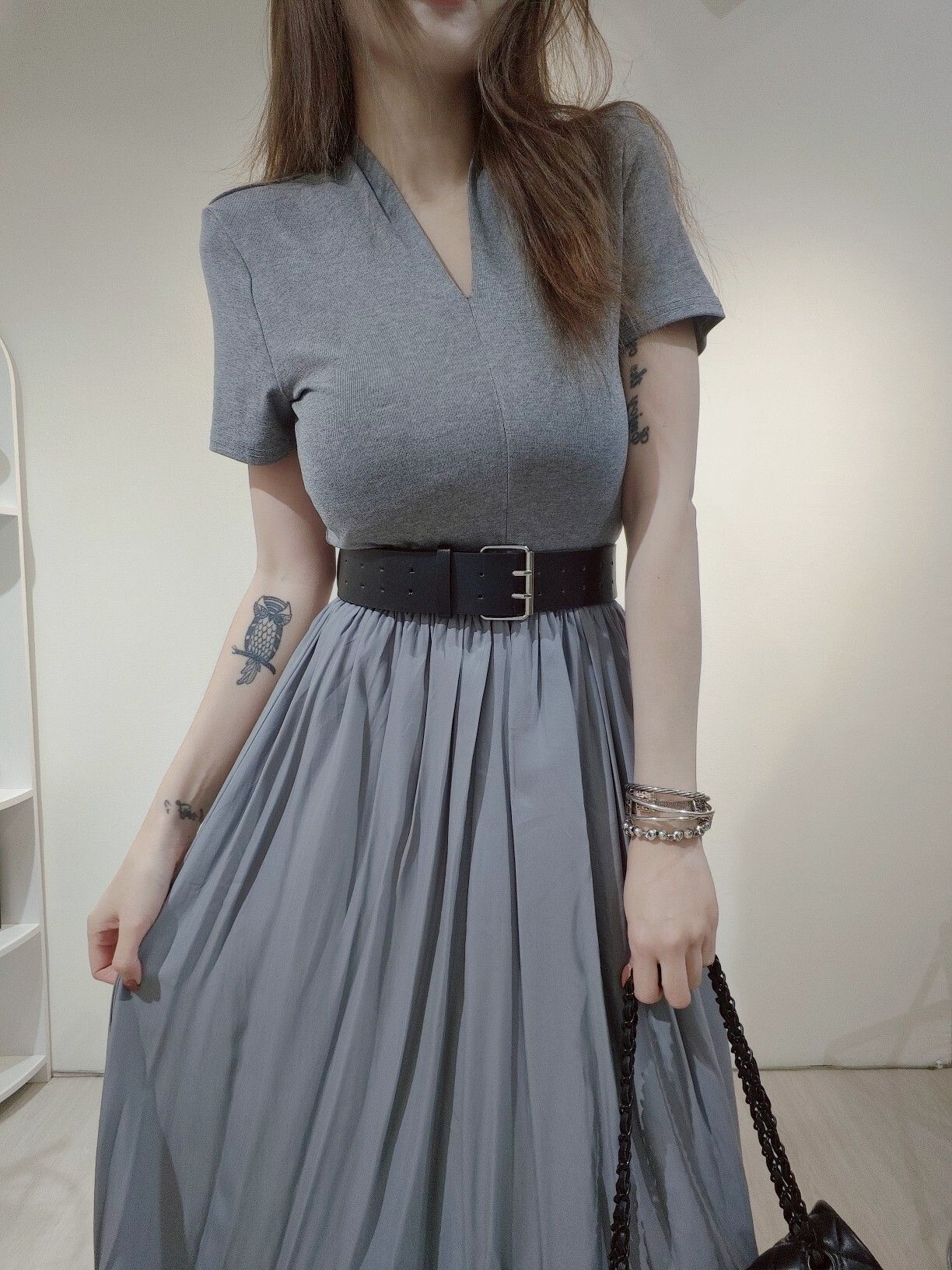 1707 ｜20250521｜🔍長洋系列附腰帶～短袖長洋裝 (6)