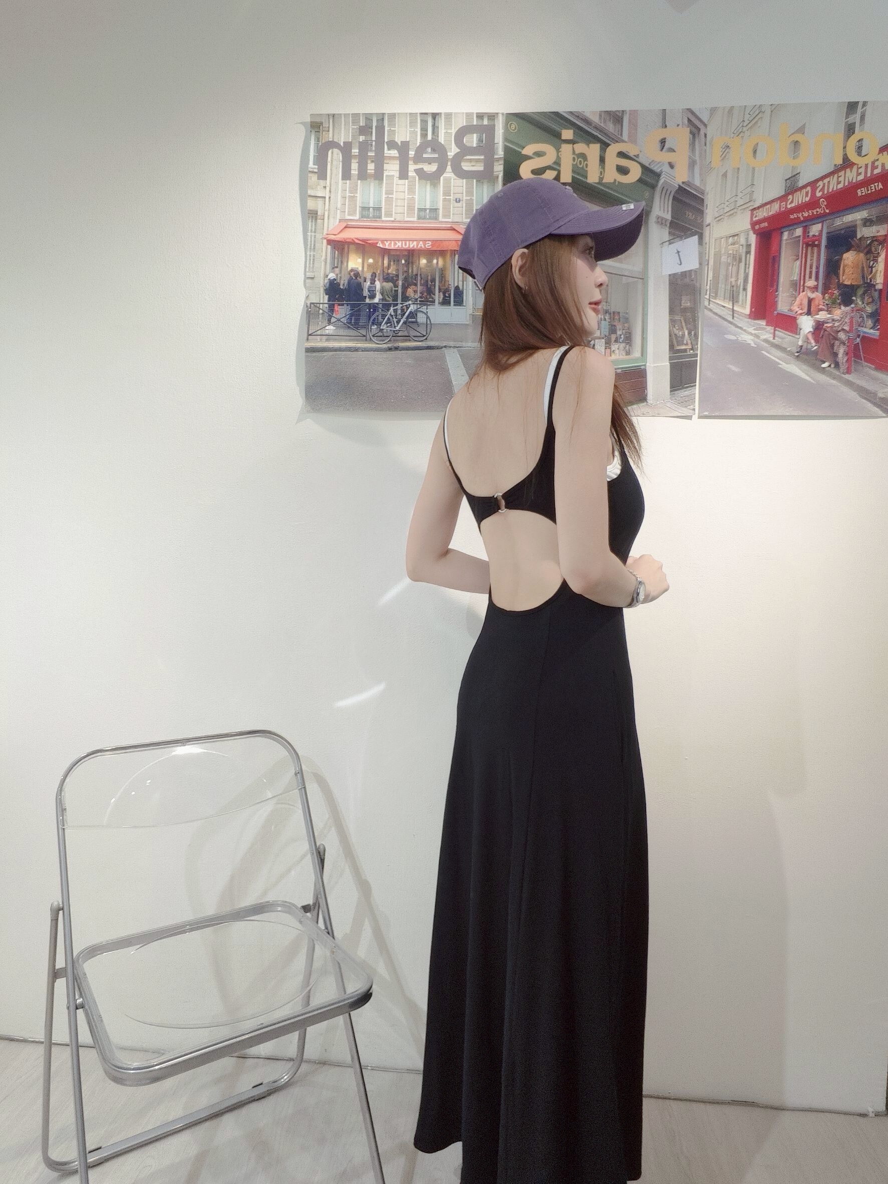 20250523｜🔍長洋系列#876假兩件美背長洋裝