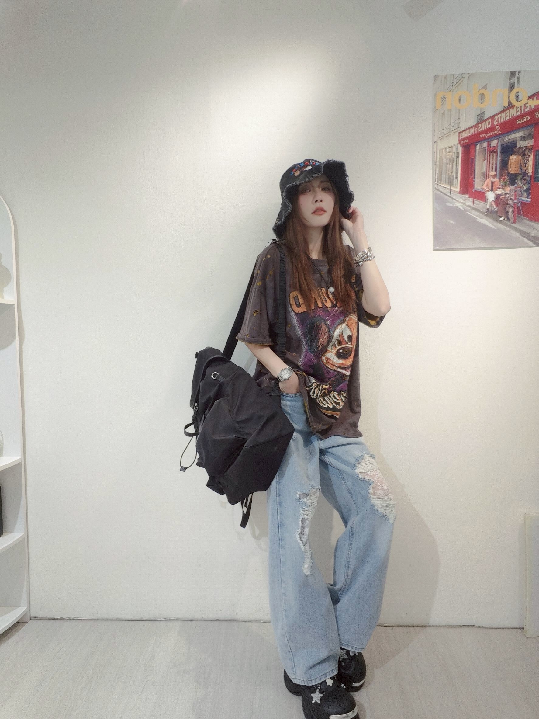 ｜20250526｜🔍下半身系列#61561拼接蕾絲牛仔寬褲