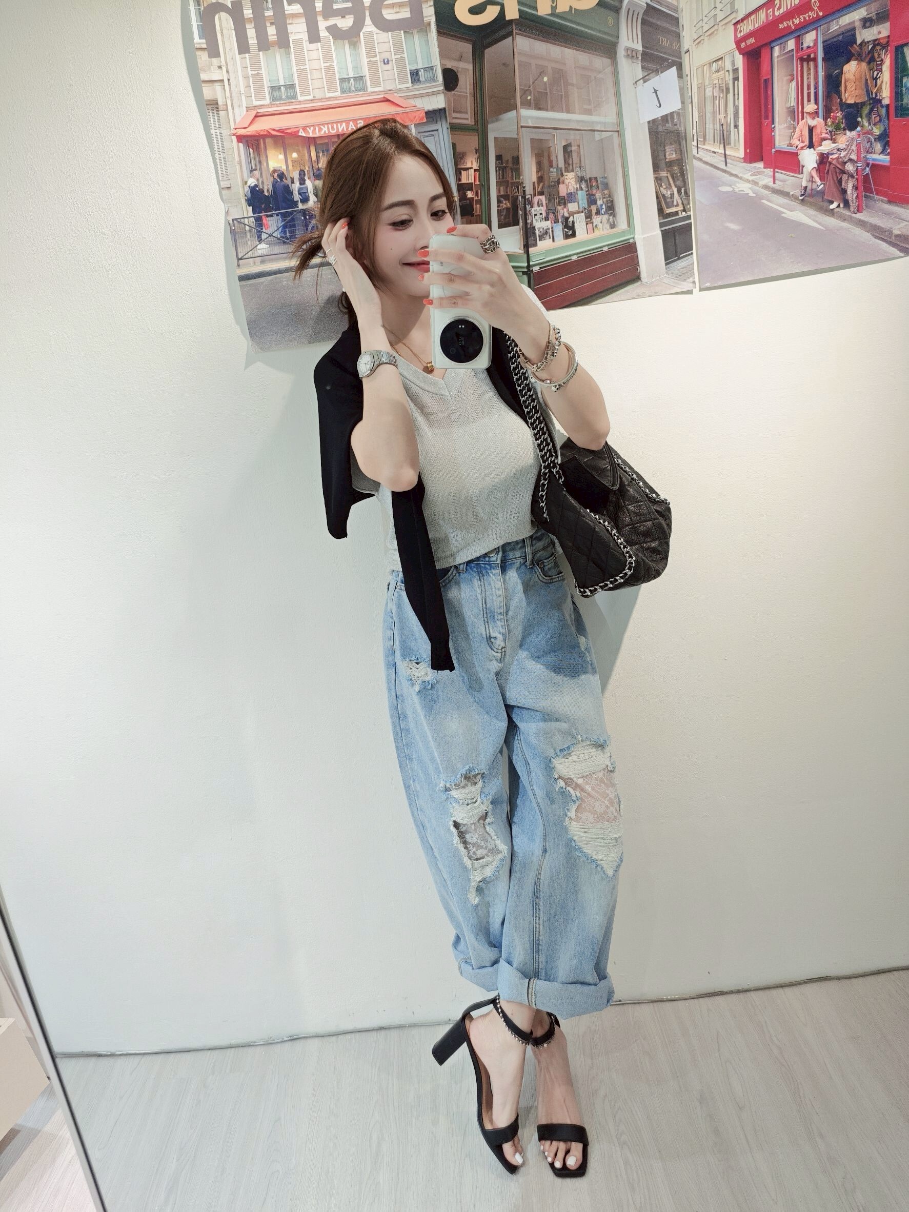 ｜20250526｜🔍下半身系列#61561拼接蕾絲牛仔寬褲 (2)