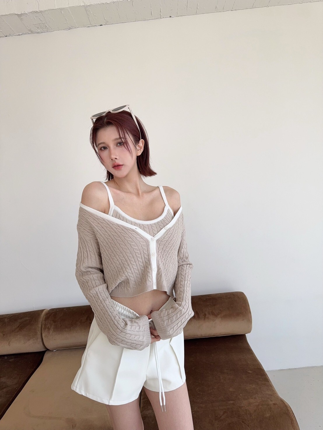 9889 𝓛𝓪𝓭𝔂𝓰𝓸訂製款-麻花針織滾邊背心+外套SET (4)