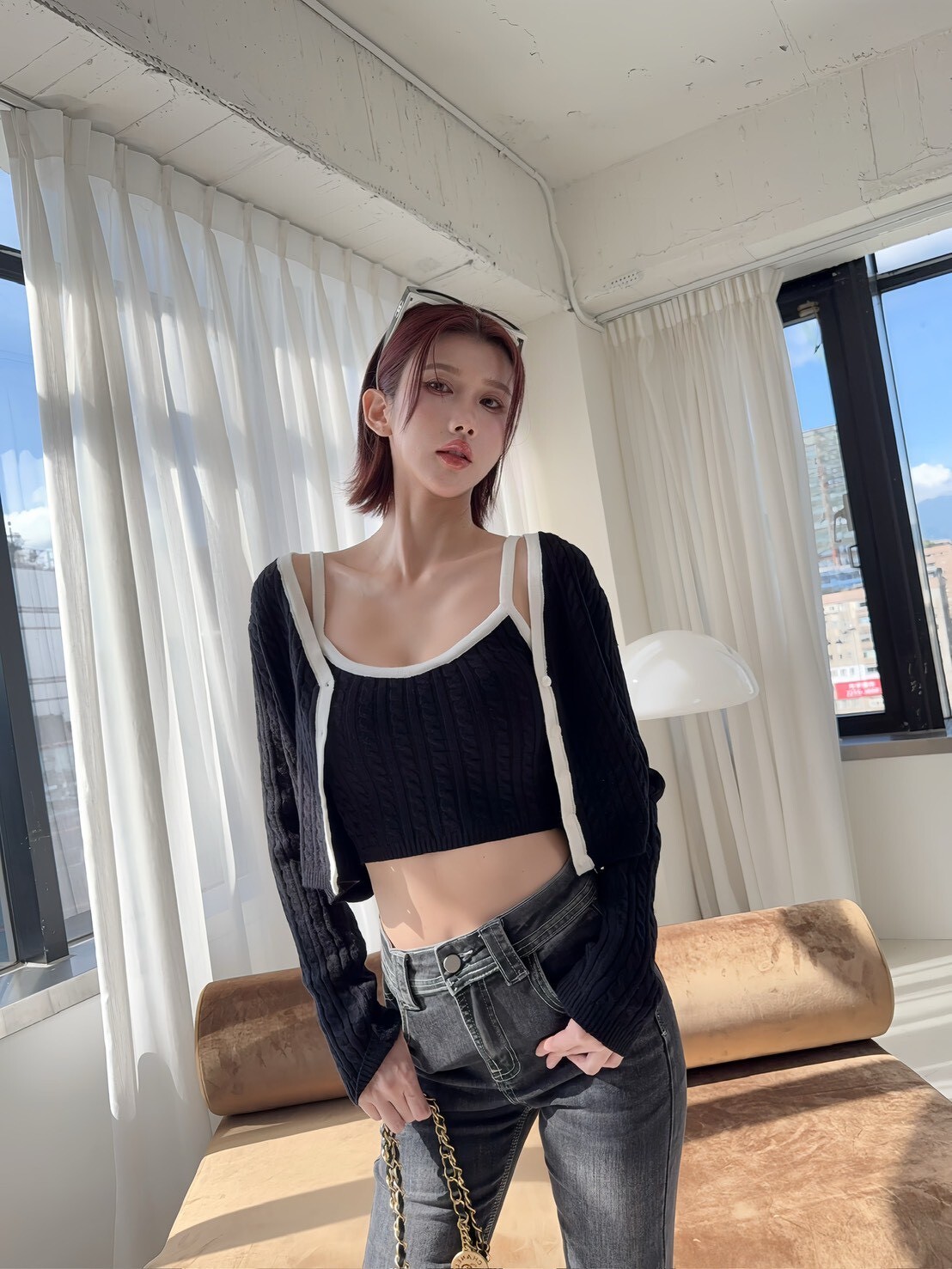 9889 𝓛𝓪𝓭𝔂𝓰𝓸訂製款-麻花針織滾邊背心+外套SET (2)