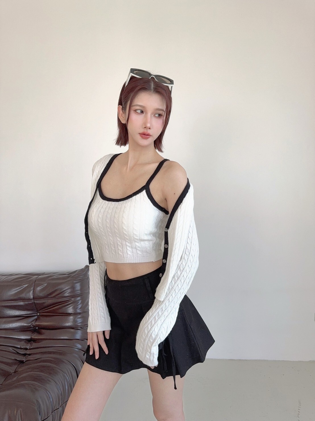 9889 𝓛𝓪𝓭𝔂𝓰𝓸訂製款-麻花針織滾邊背心+外套SET (5)