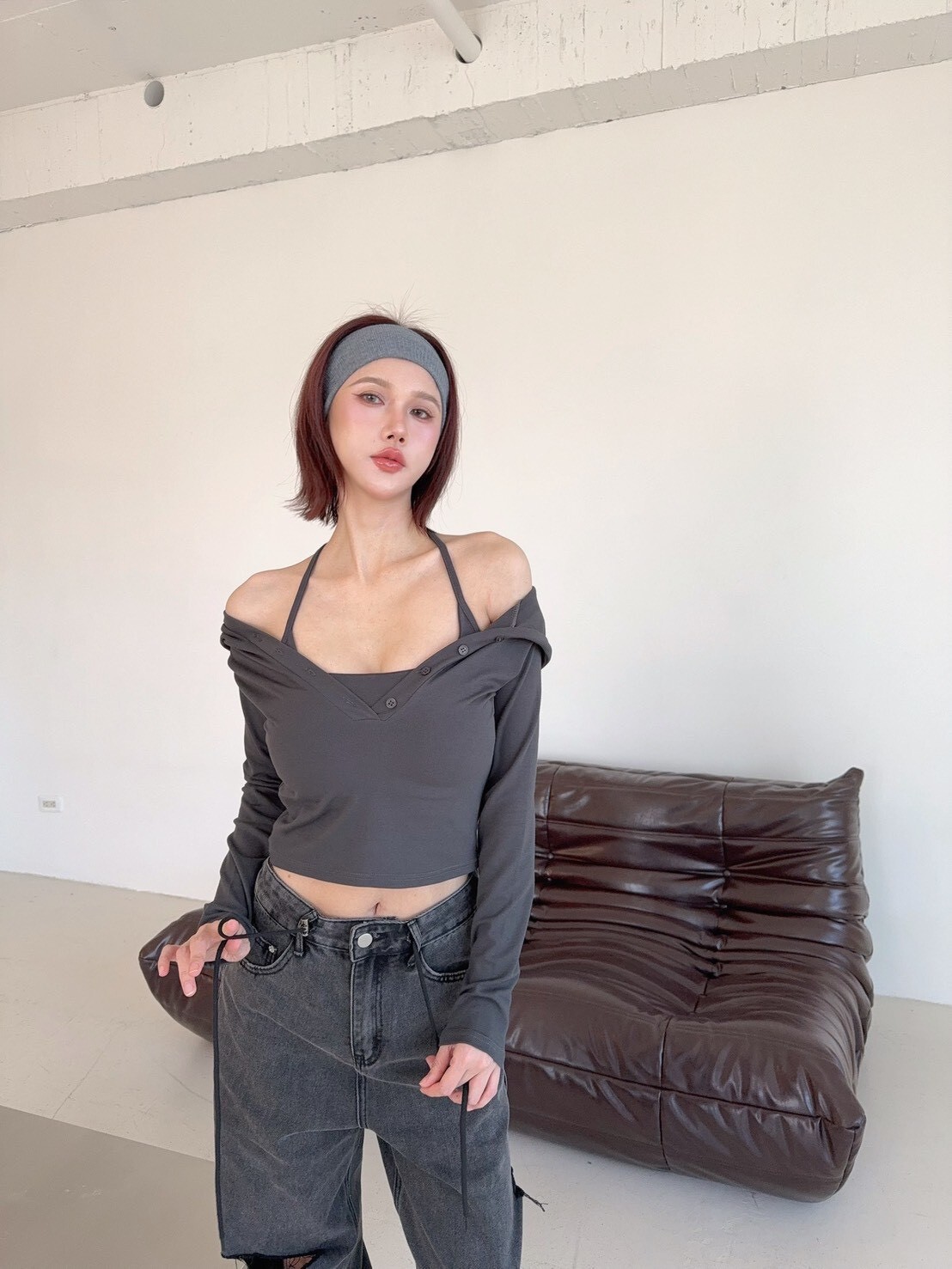 3012 訂製款-排扣連帽上衣+背心兩件套 (5)