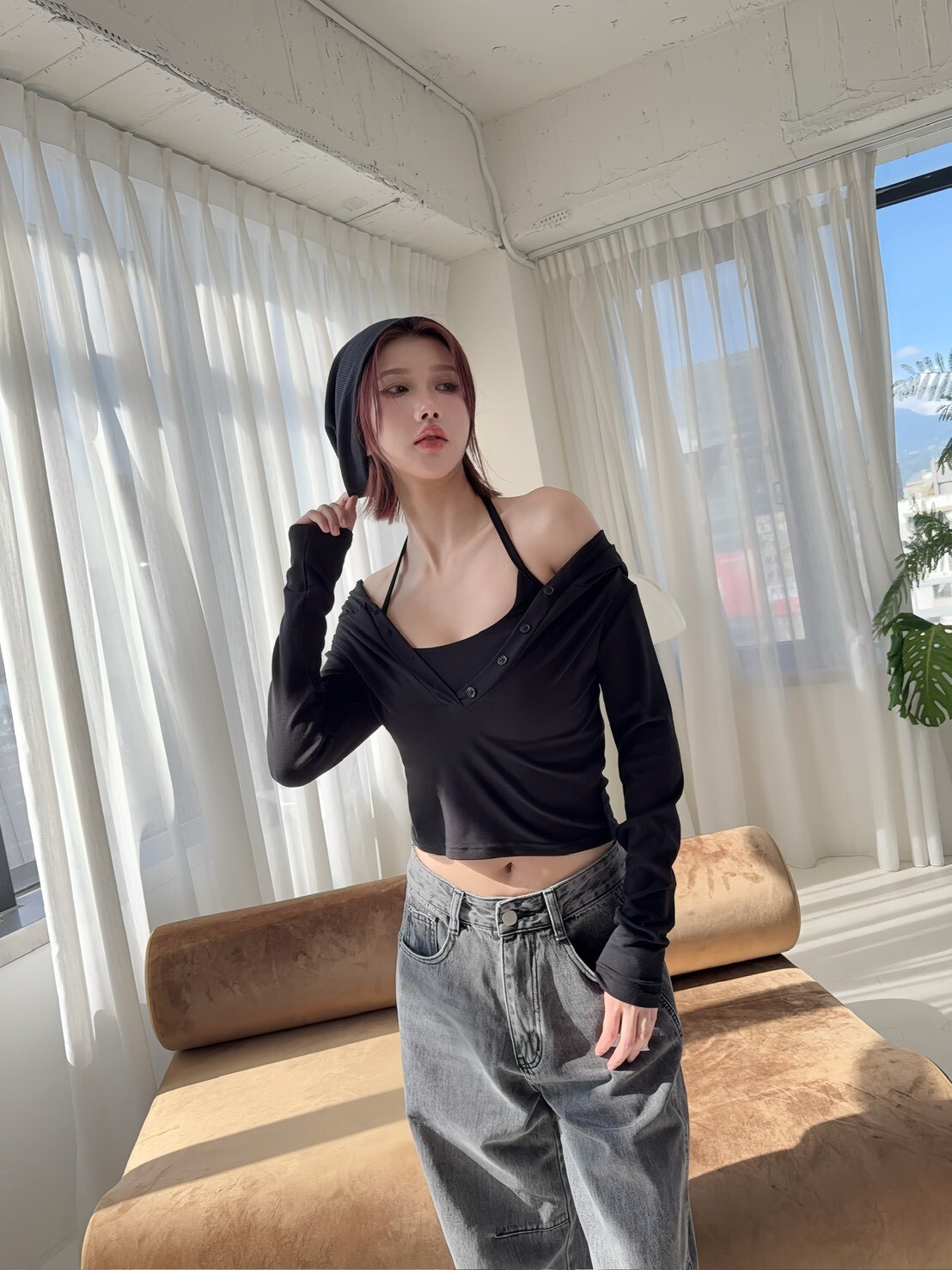 3012 訂製款-排扣連帽上衣+背心兩件套 (3)