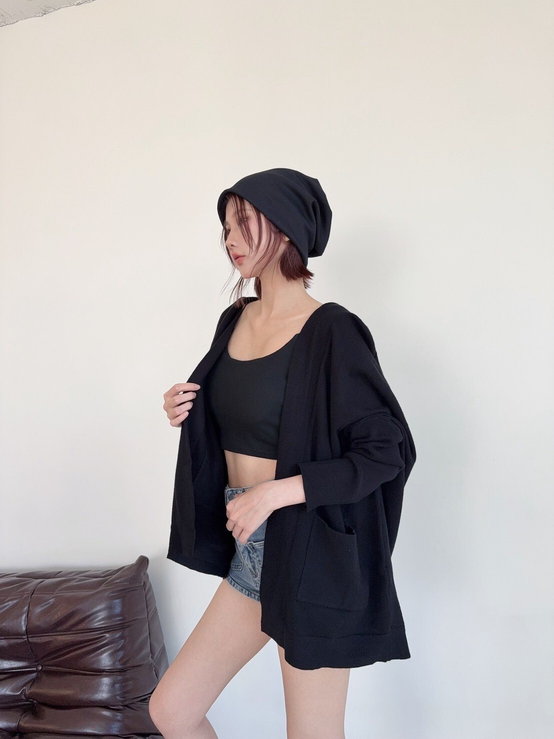 6006 韓系慵懶風長版針織開衫 (3)