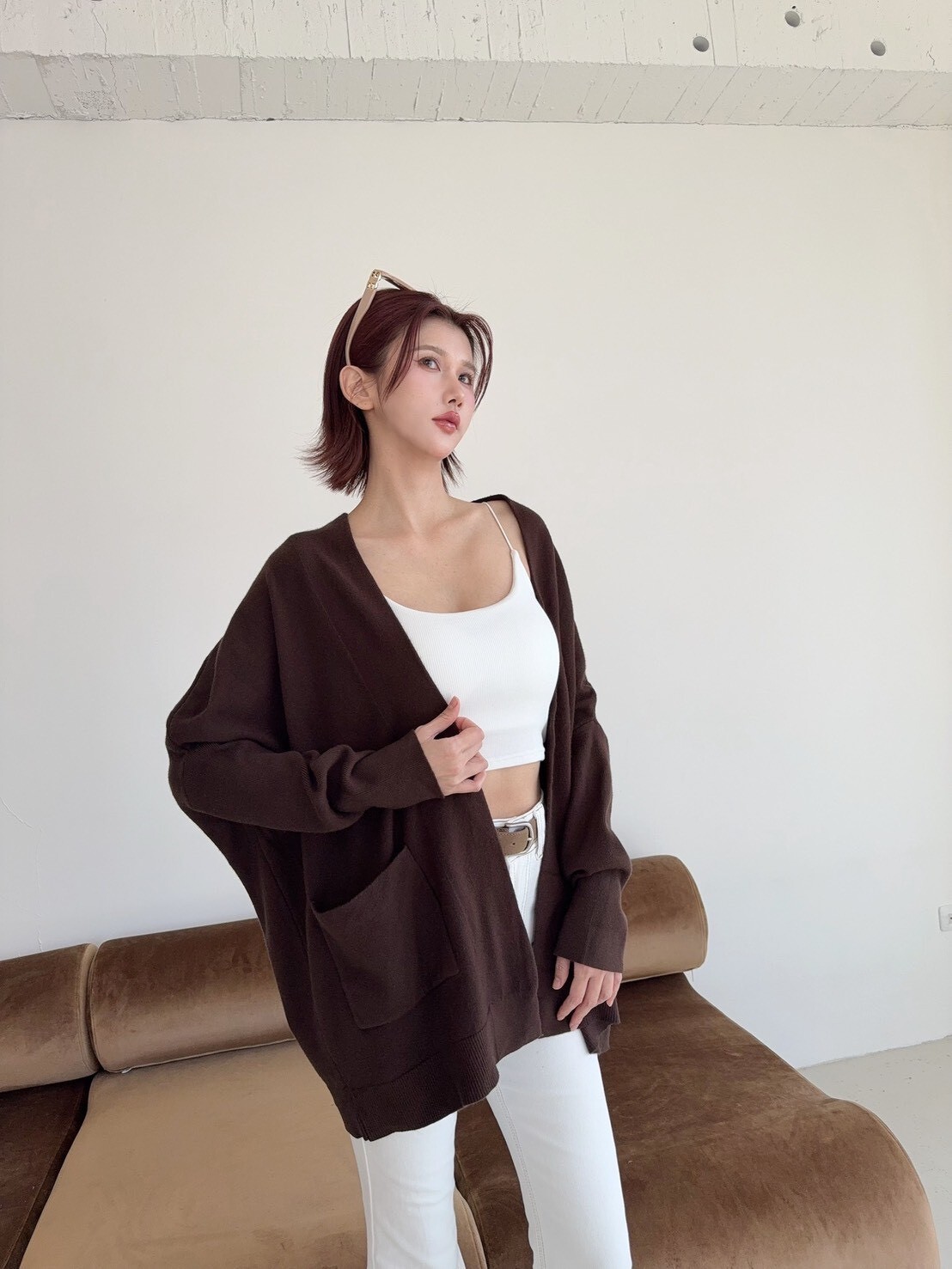 6006 韓系慵懶風長版針織開衫 (2)