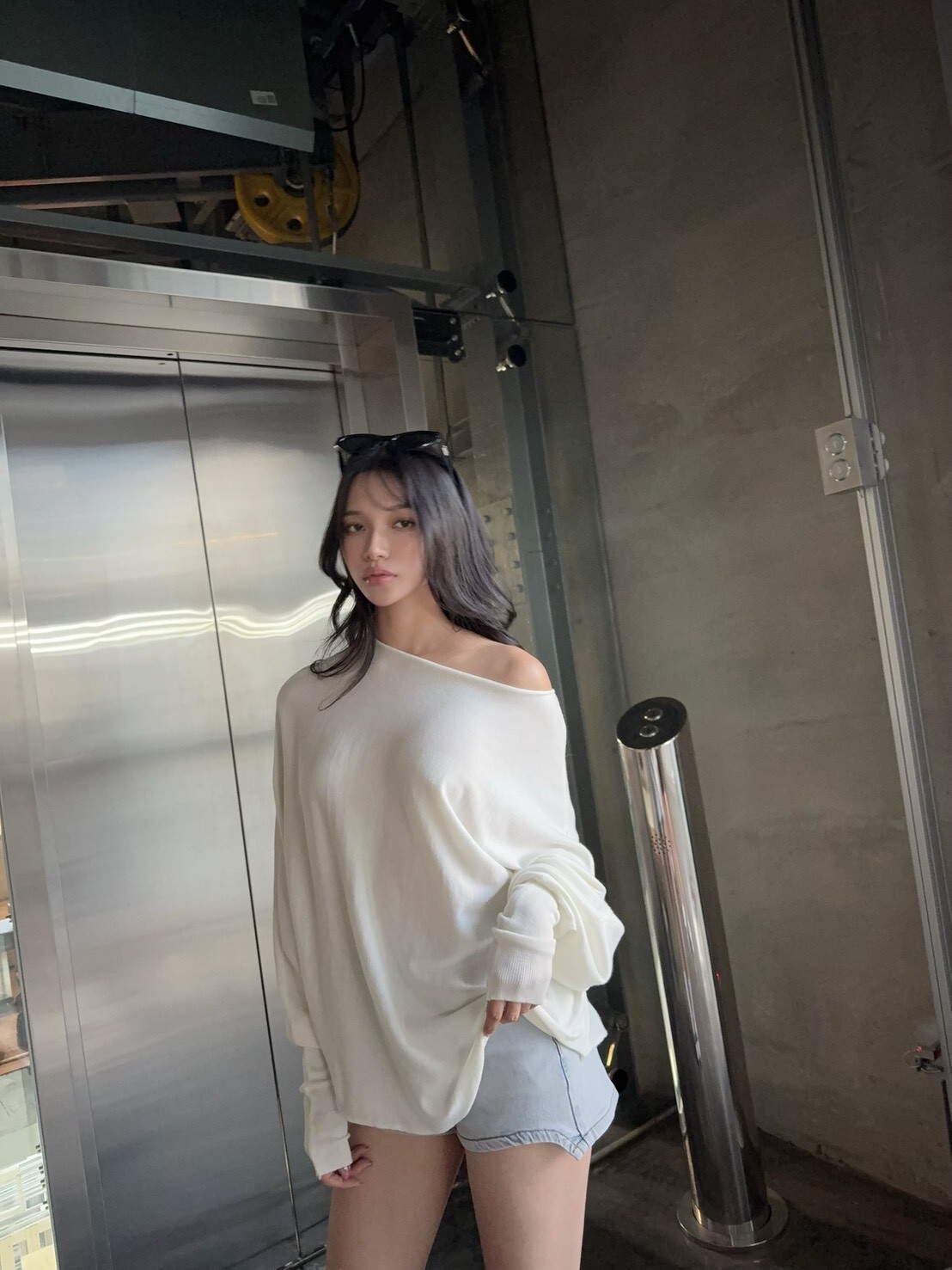 8855 鬆弛感蝙蝠袖針織上衣+皮帶 (6)