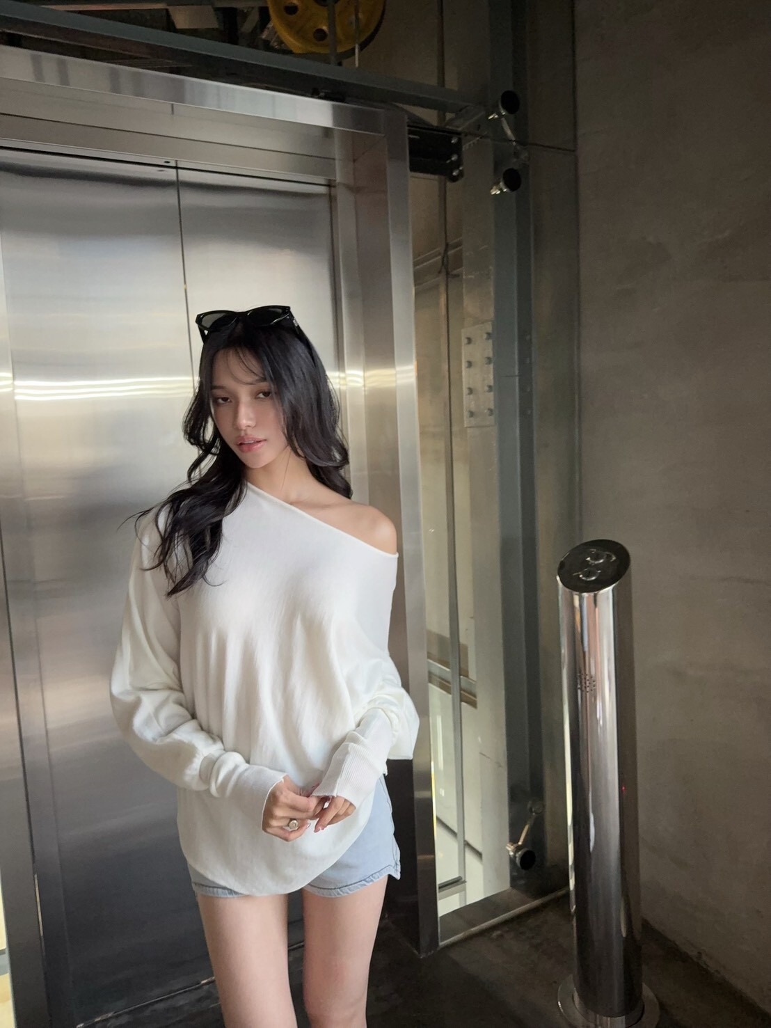 8855 鬆弛感蝙蝠袖針織上衣+皮帶 (5)