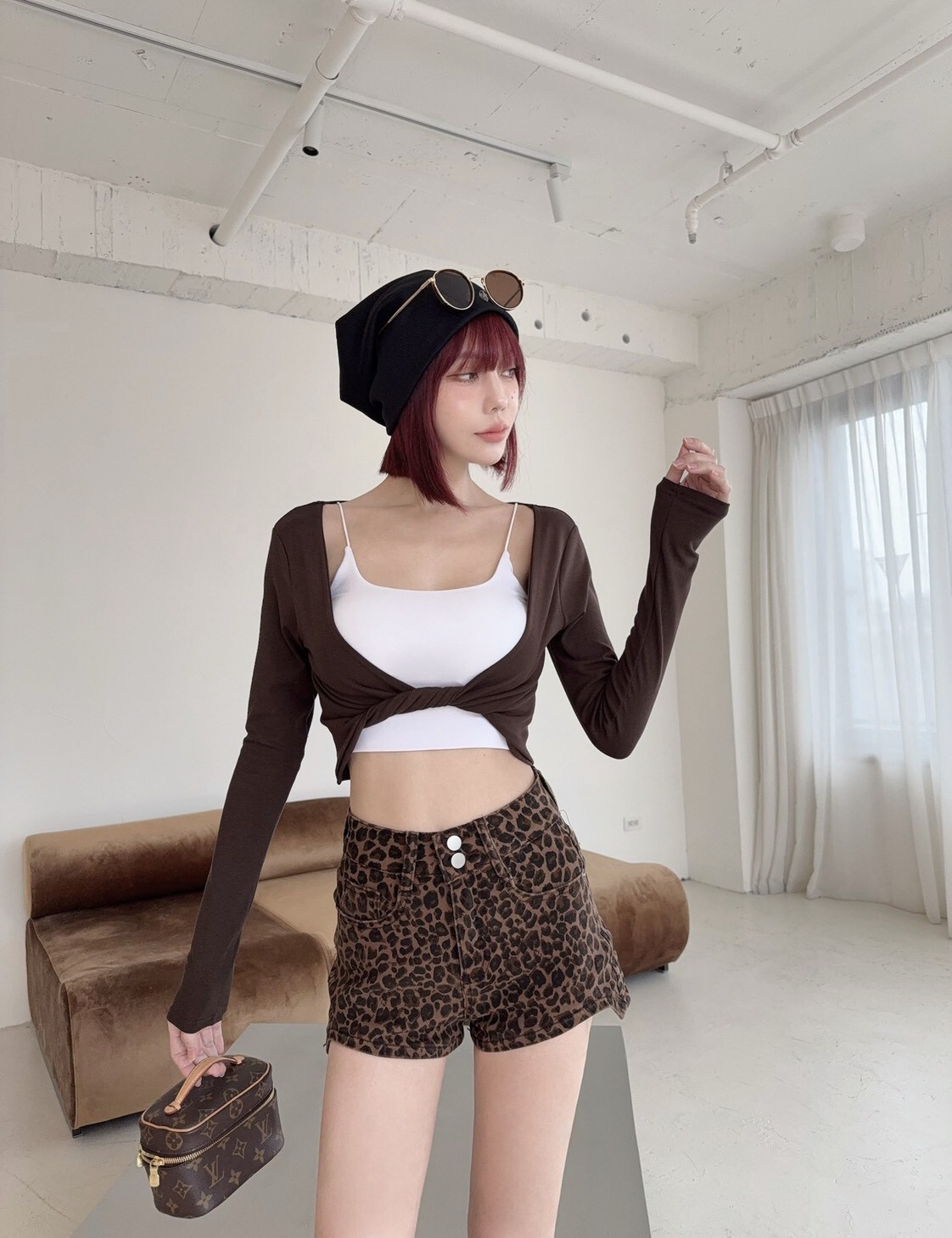 3022 訂製款-撞色扭結造型外衣+細肩背心兩件套 (6)