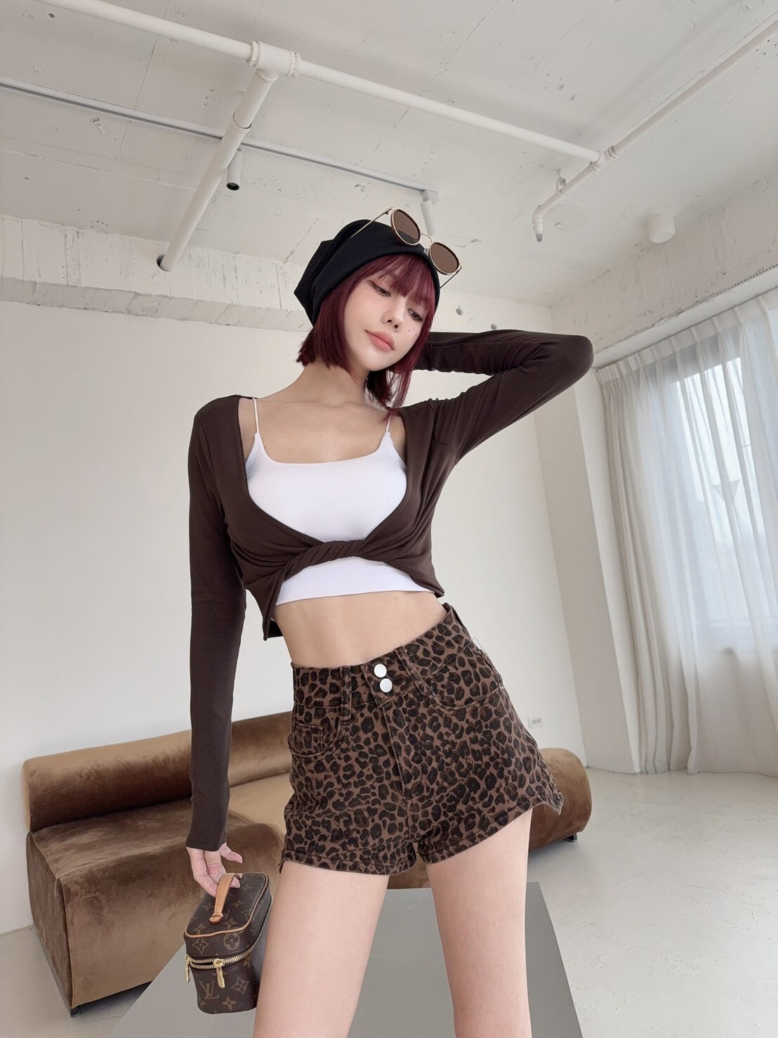 3022 訂製款-撞色扭結造型外衣+細肩背心兩件套 (5)