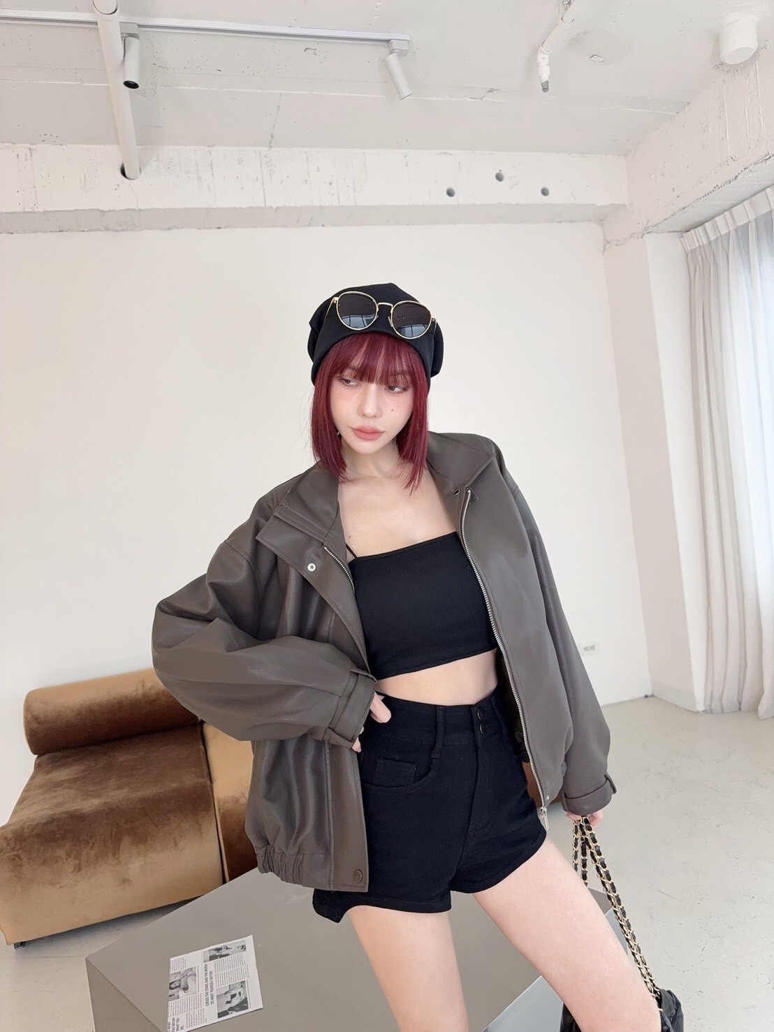 1912-2 高質感皮革縮腰長版外 (8)