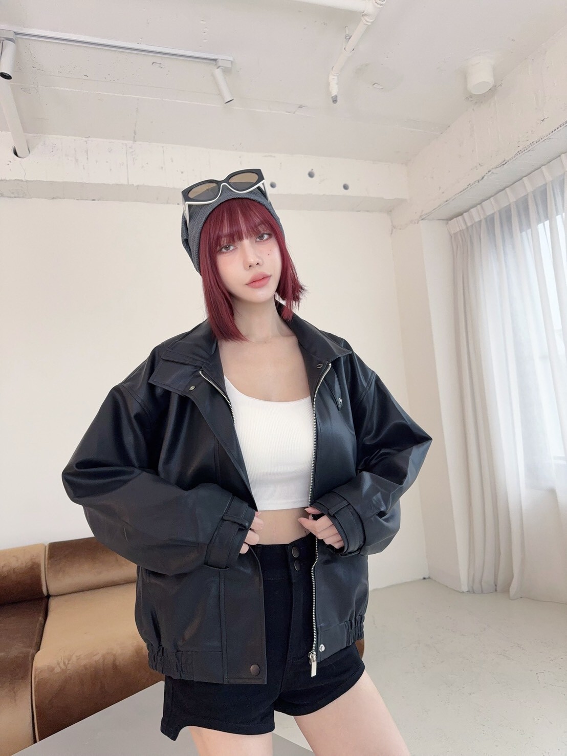 1912-2 高質感皮革縮腰長版外 (2)