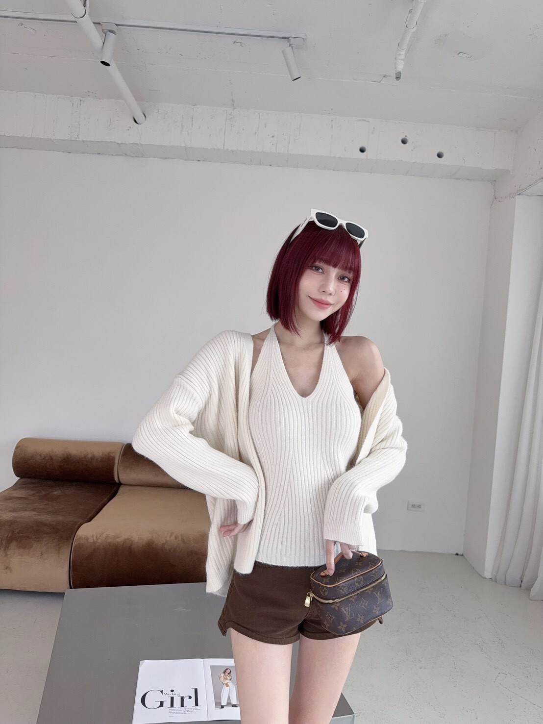 9108 韓系V領綁脖針織背心+外衣 (3)