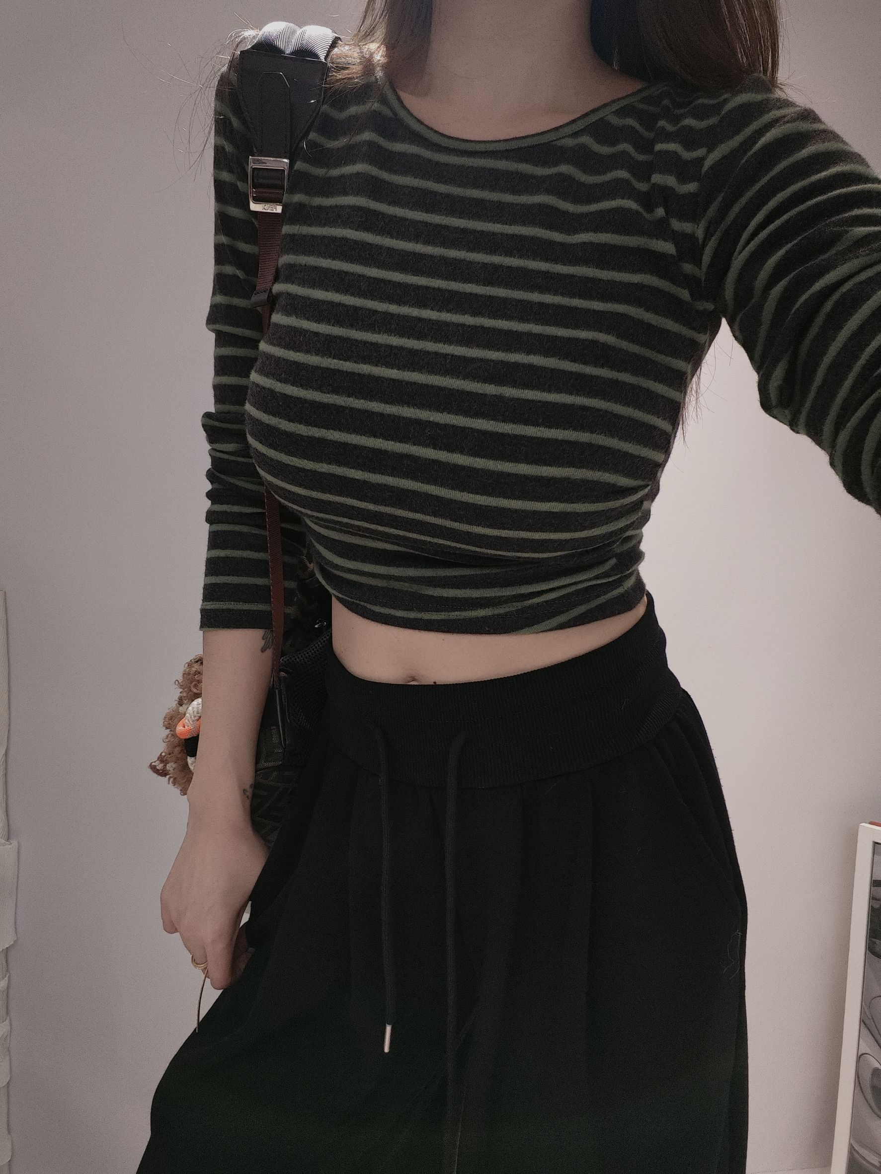 5977雙腰抓皺條紋踢 (3)