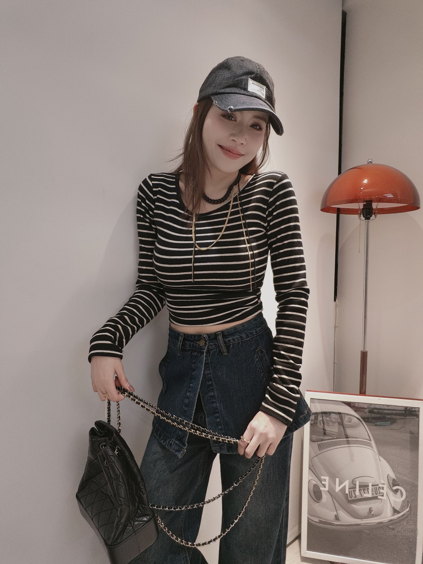 5977雙腰抓皺條紋踢 (5)